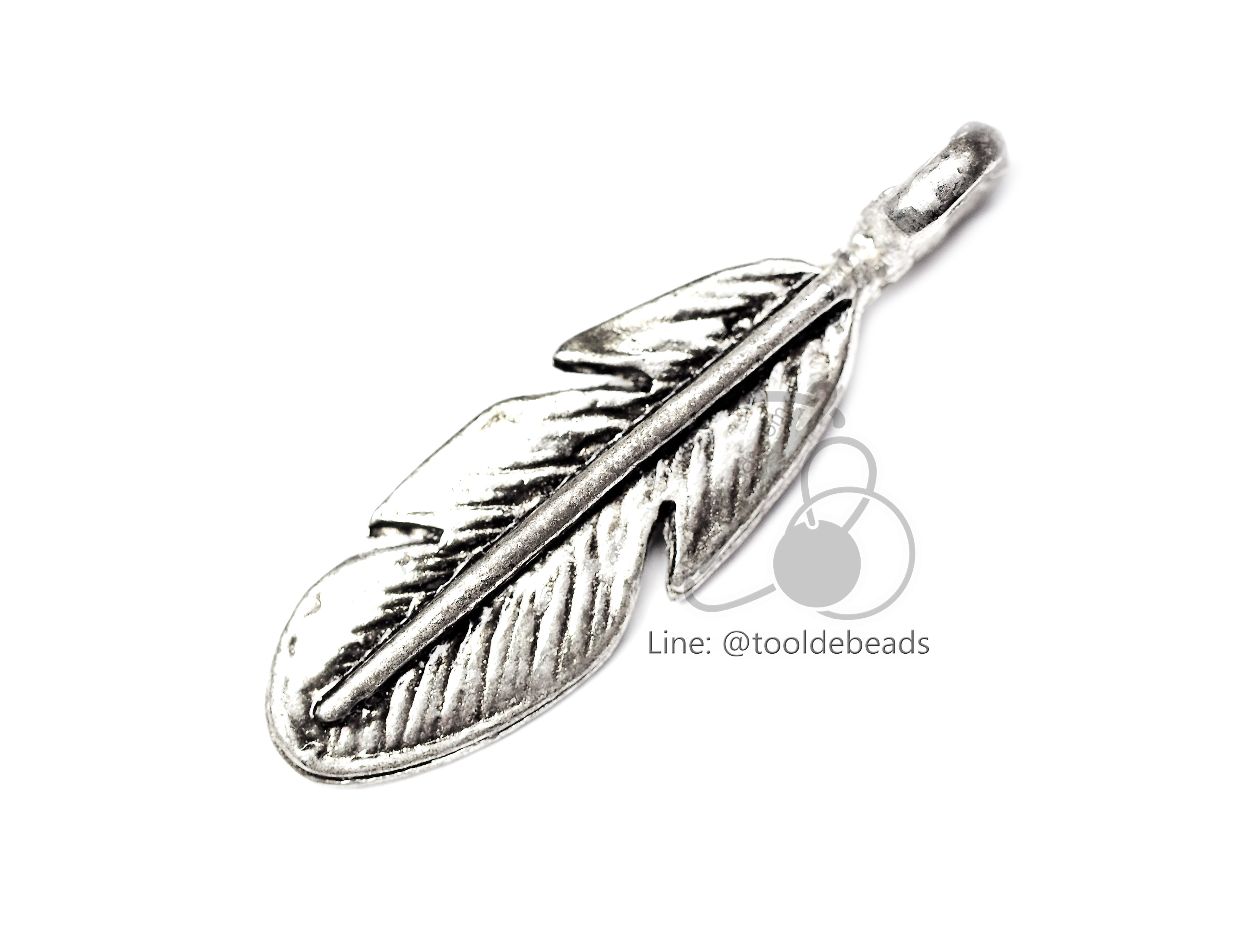 ลูกปัดโรเดียม 09 20มม. ลายขนนก (1 ชิ้น) SKU-03276