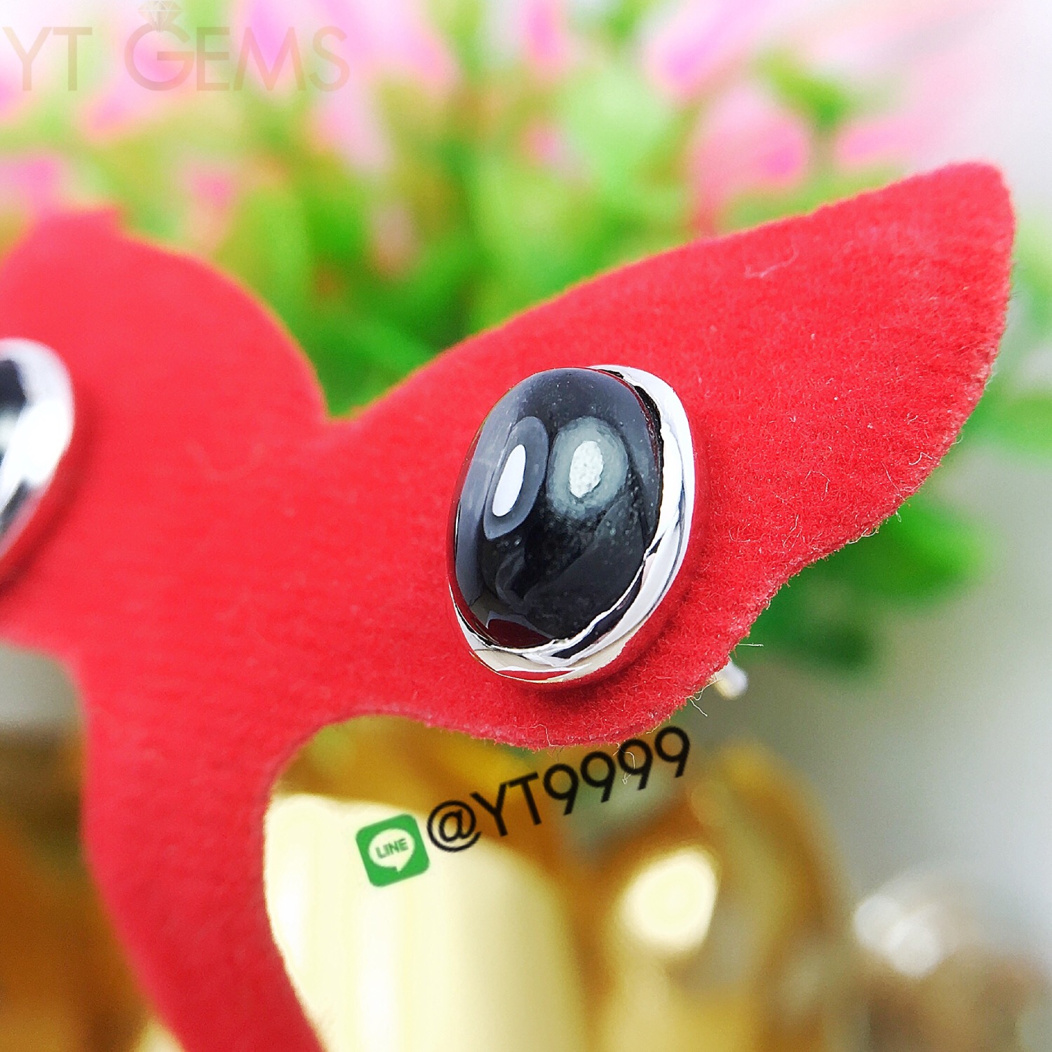 ต่างหูนิลสตาร์ ต่างหูเงินแท้92.5% ชุบทองคำขาว พลอยนิลสตาร์แท้ YTG-3215 YTGEMS