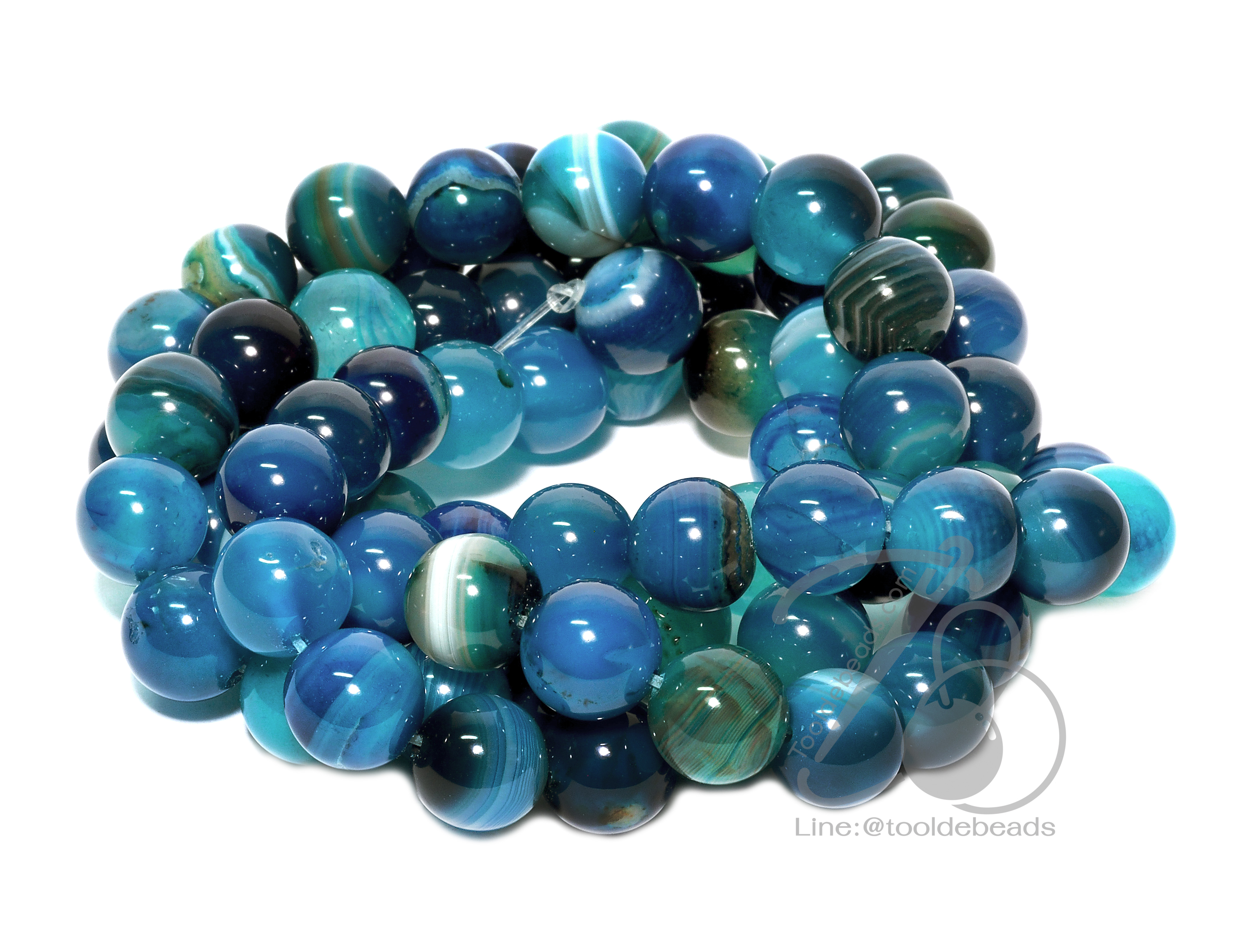 หิน blue agate 10มม. (38 เม็ด) SKU-00974