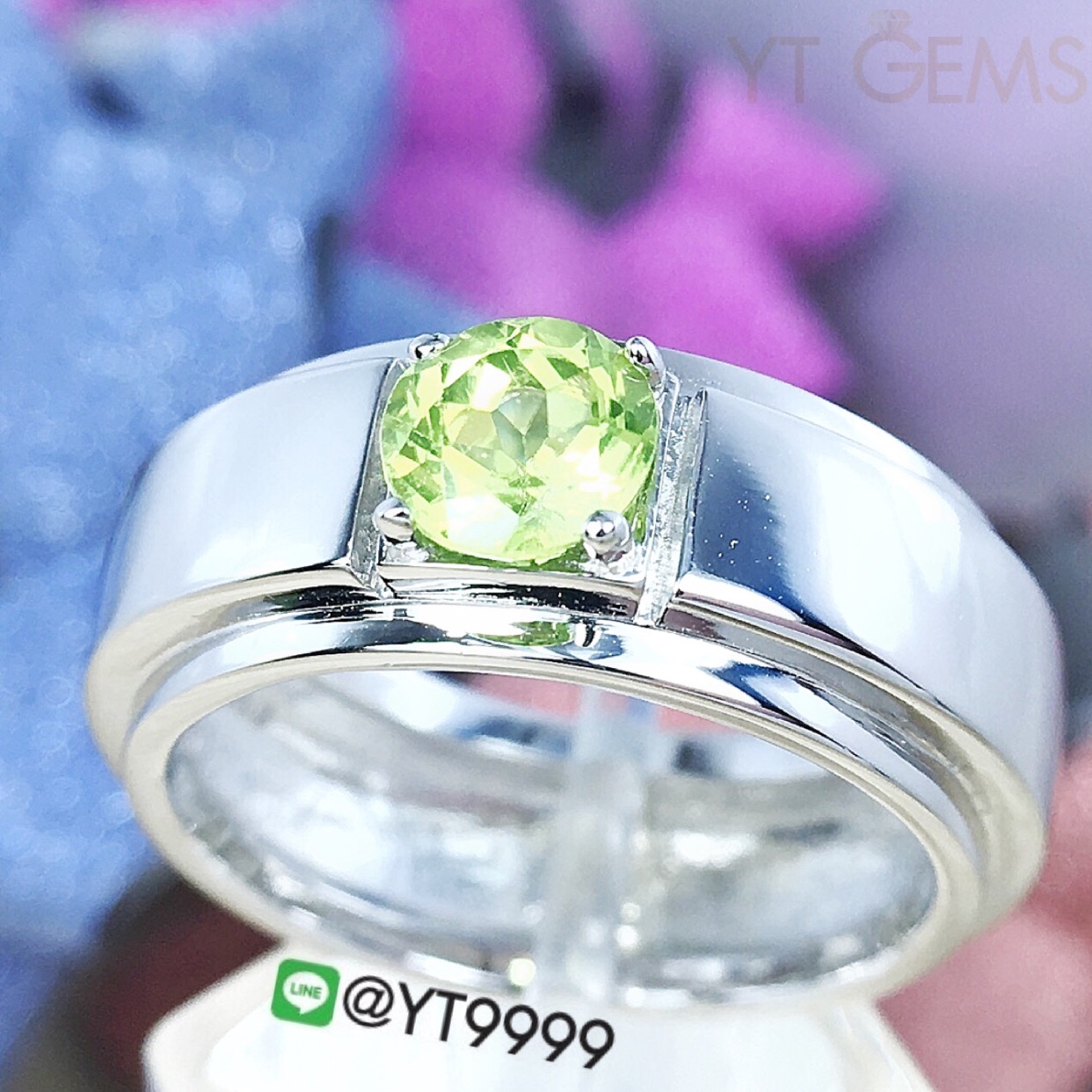 แหวนเพอริดอท แหวนเงินแท้92.5% ชุบทองคำขาว พลอยเพอริดอทแท้ YTG-3187 YTGEMS