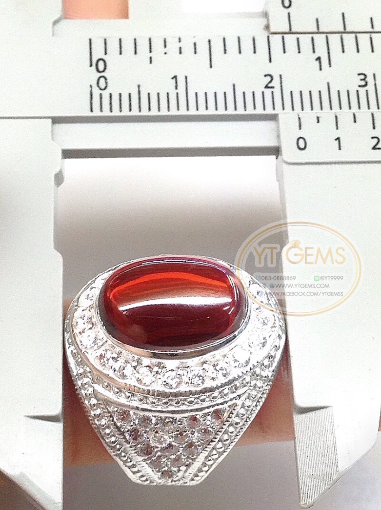 แหวนเงินแท้92.5% พลอยโกเมน(cz) ตกแต่งเพชรSwiss YTG-5688 YTGEMS