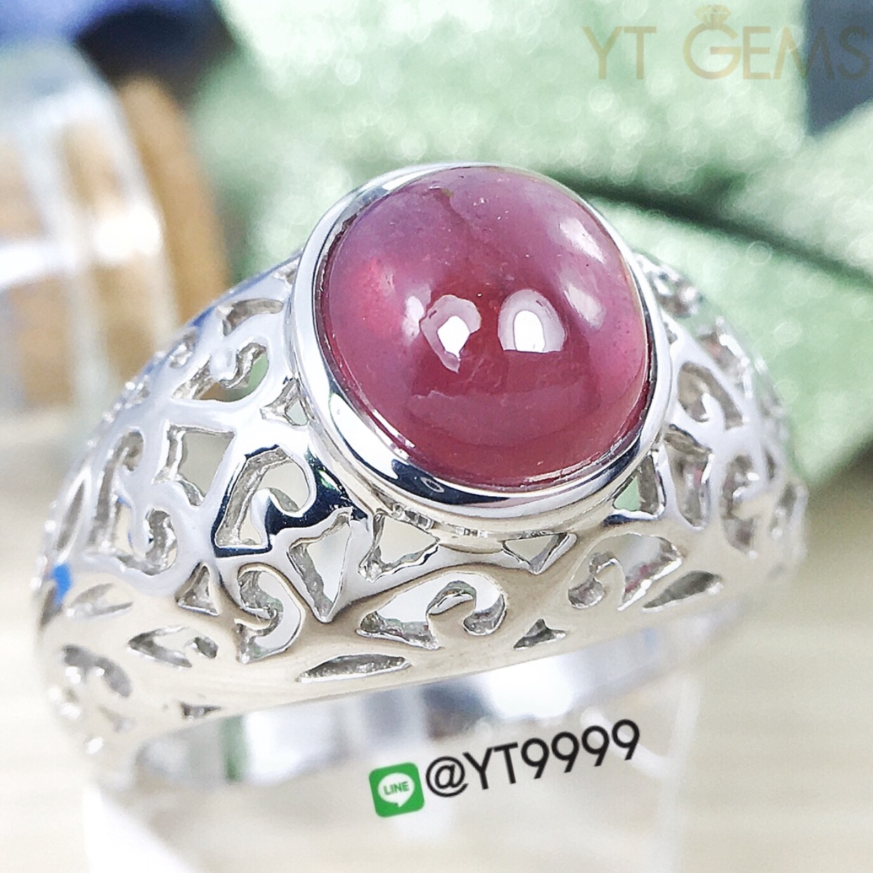 แหวนทับทิม แหวนเงินแท้92.5% ชุบทองคำขาว แหวนทับทิมแท้ พลอยทับทิมแท้ YTG-1511 YTGEMS