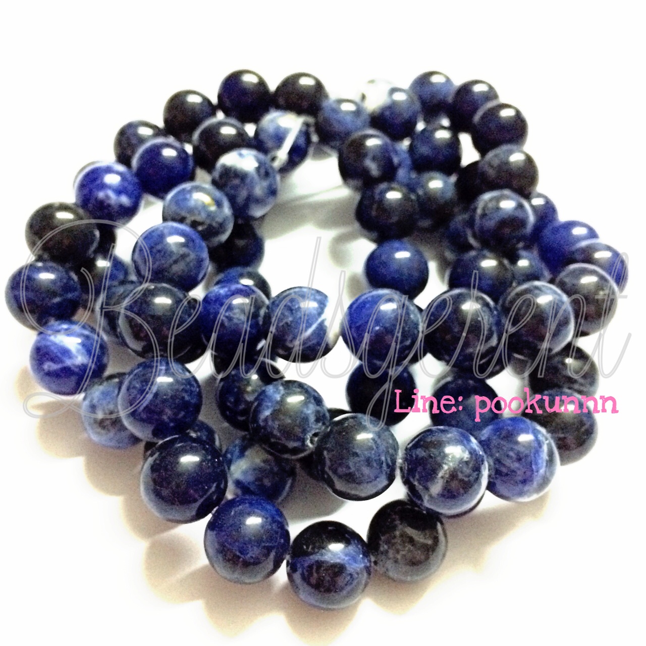 หิน sodalite 10มม. (38 เม็ด) SKU-01296