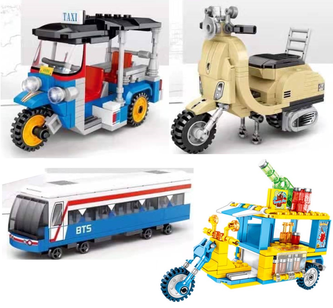 บล็อกต่อพลาสติกร้านค้า รถ ยานพาหนะ พร้อมส่ง มากมาย หลาบแบบให้สะสม