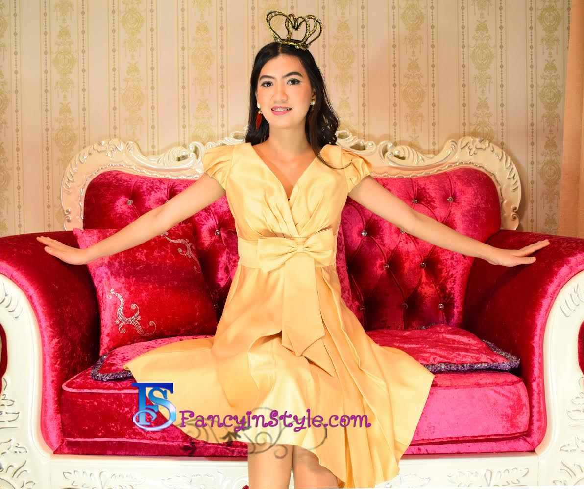 Short Dress ชุดราตรีสั้นสีทอง/ชุดเดรสสั้น/ชุดออกงาน/ชุดไปงานแต่ง