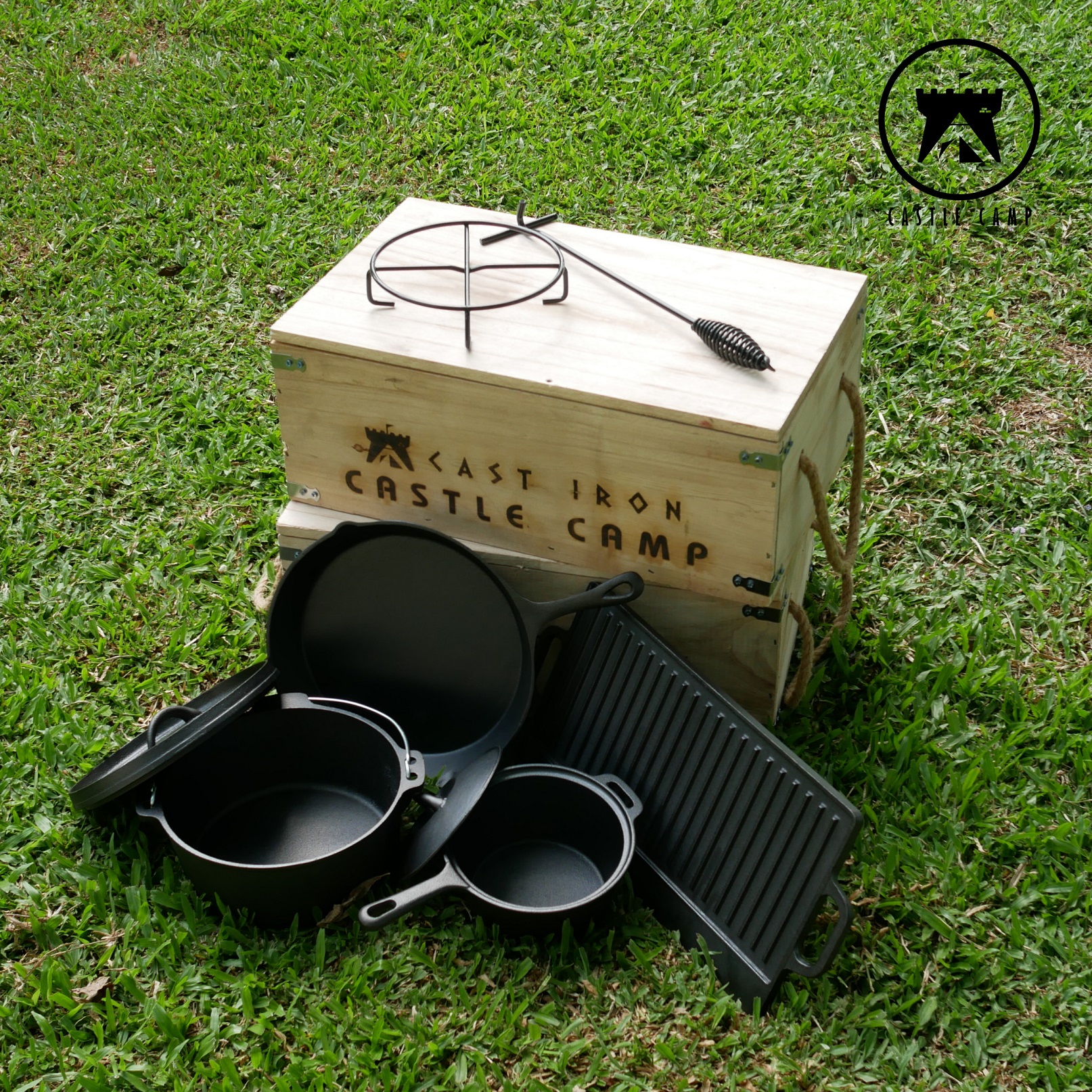 CAST IRON CASTLE CAMP set ชุดหม้อและกระทะเหล็กหล่อ 6 ชิ้น