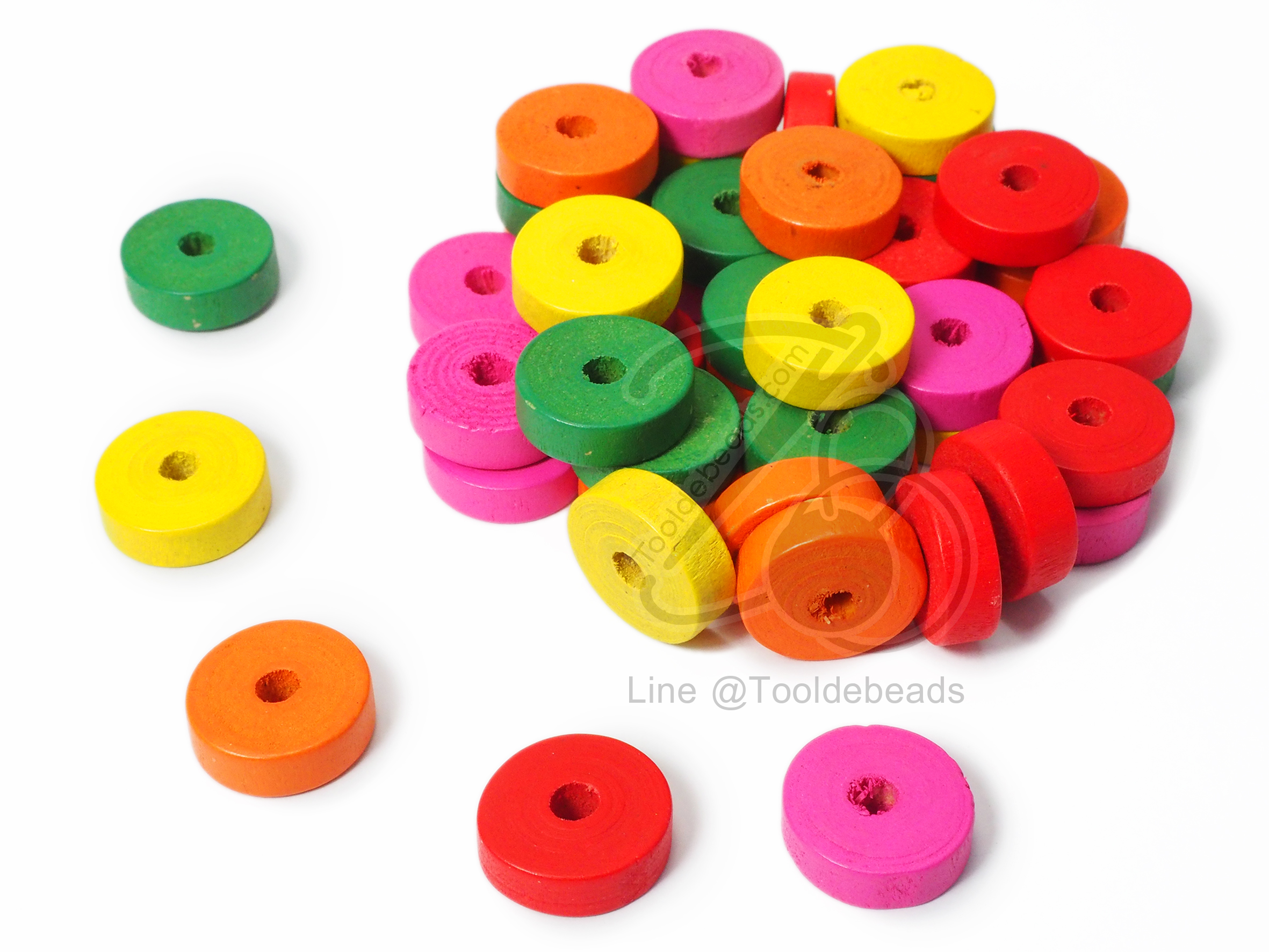 ลูกปัดไม้ 5*15มม. ทรงเขียง คละสี (100 กรัม) SKU-03717