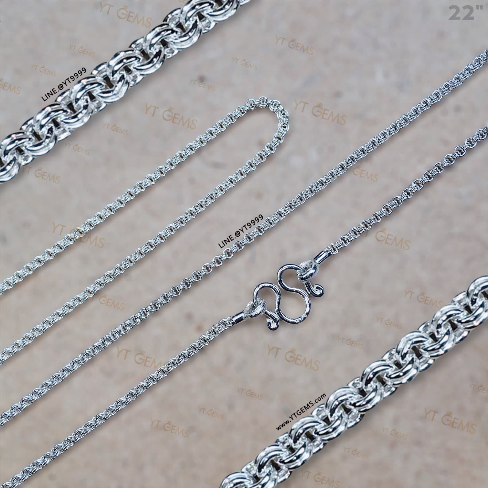 สร้อยคอเงินแท้ ลายห่วงคู่ 2 มม. 22 นิ้ว YTG-11196 YTGEMS