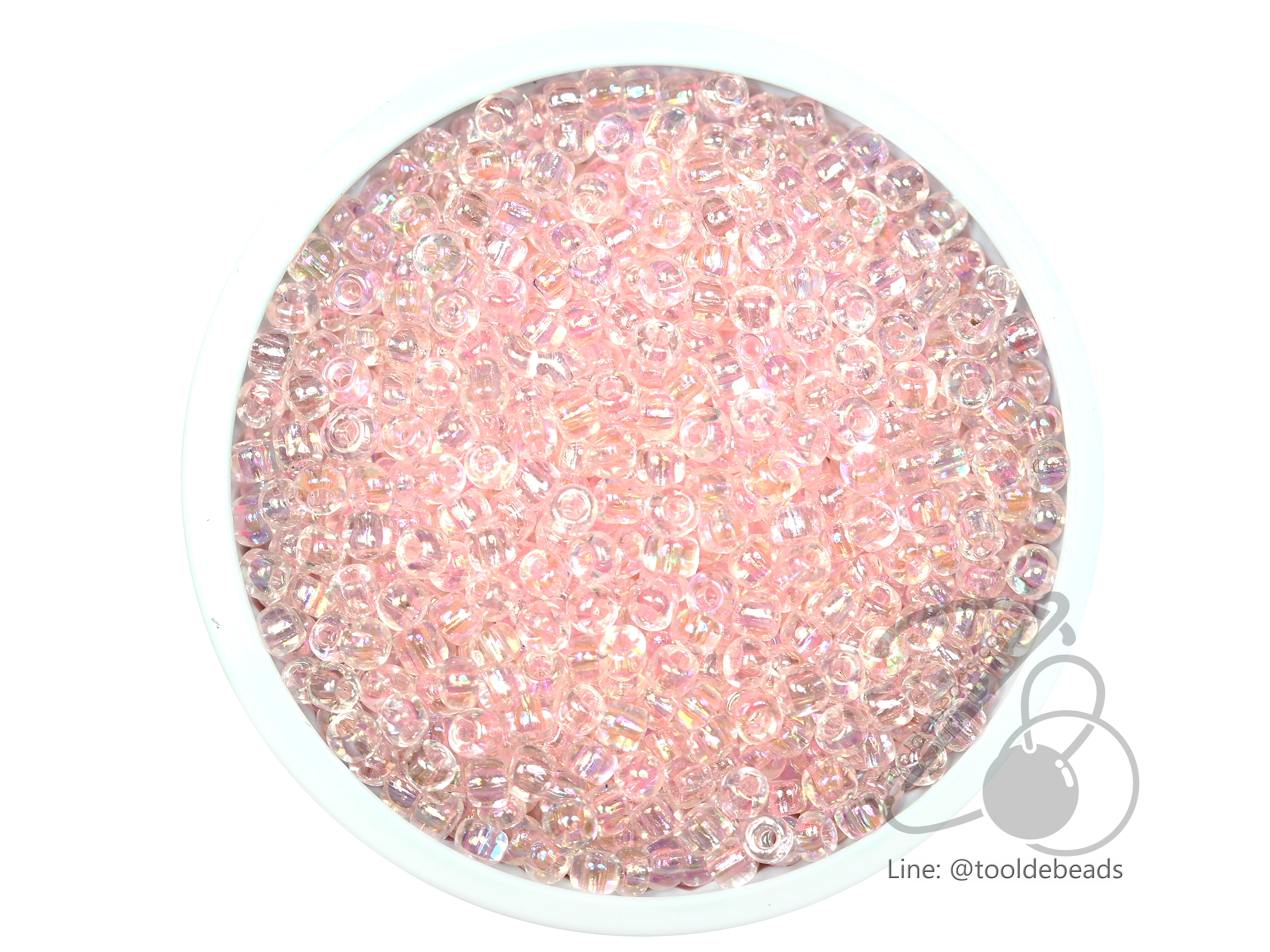 ลูกปัดเม็ดทราย 8/0 โทนรุ้ง สีโอรส (100 กรัม) SKU-04038