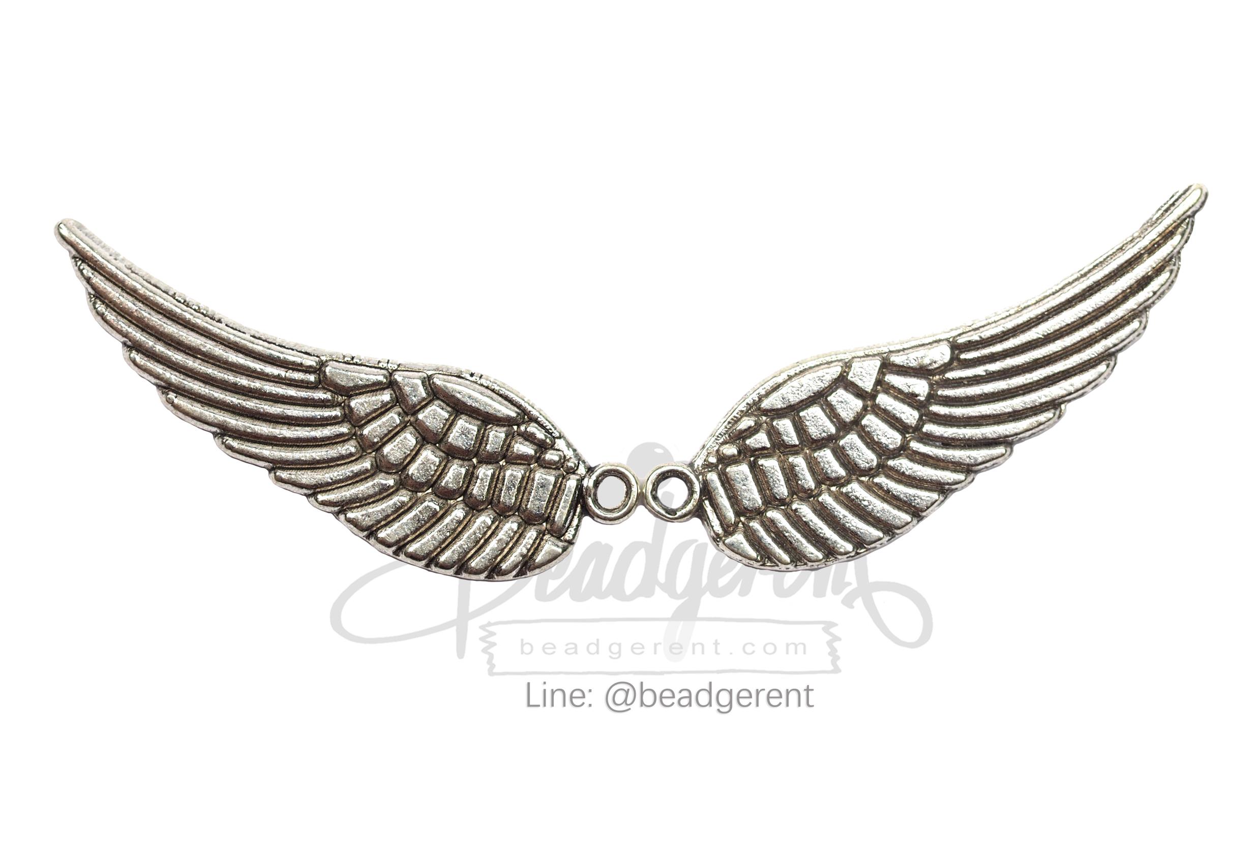 ลูกปัดโรเดียม 84 10*30มม. ลายขนนก (1 ชิ้น) SKU-03551