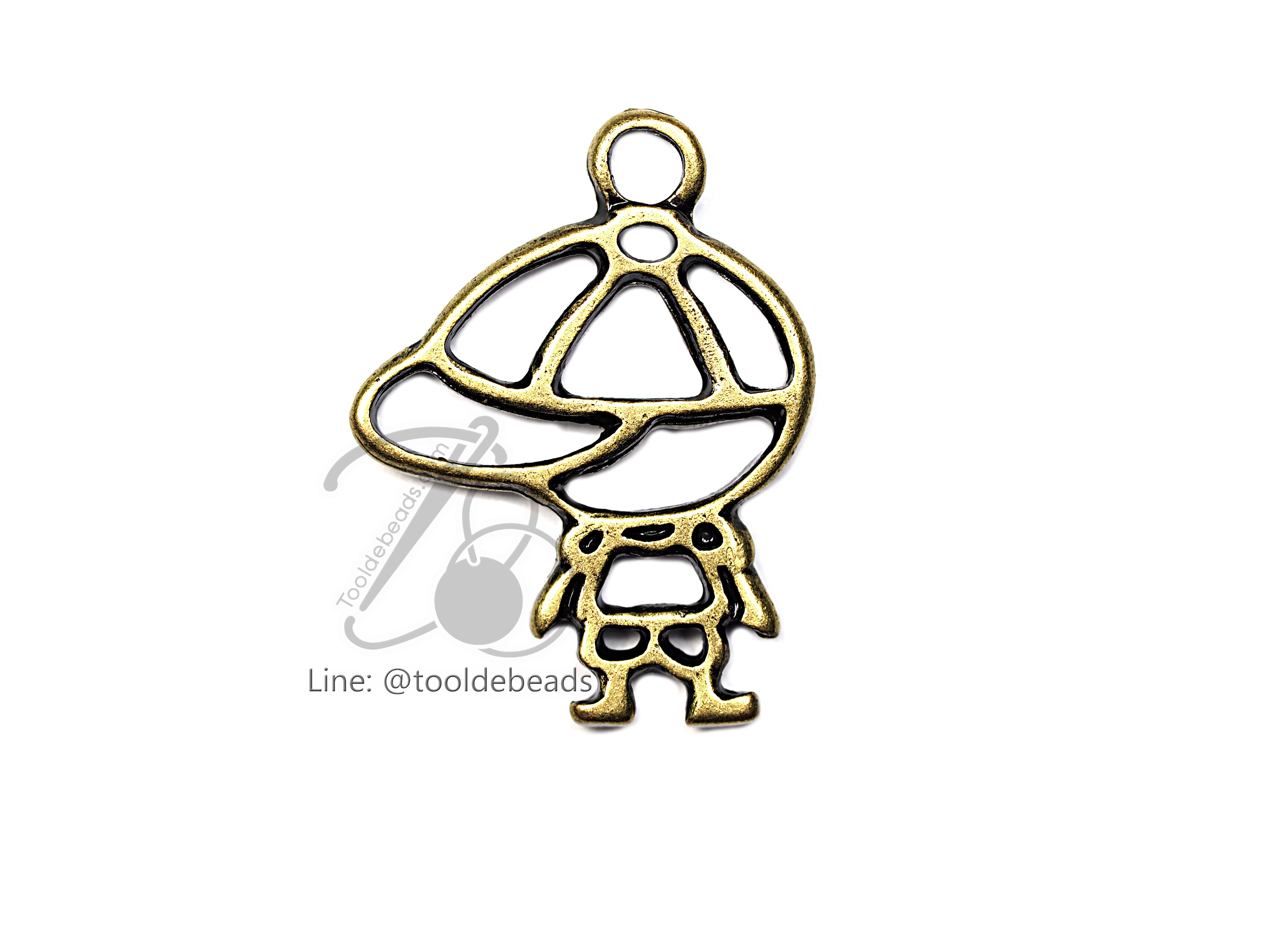 จี้เหล็ก 301 19*25มม. ลายฉลุเด็กผู้ชาย สีสนิม (1 ชิ้น) SKU-00769