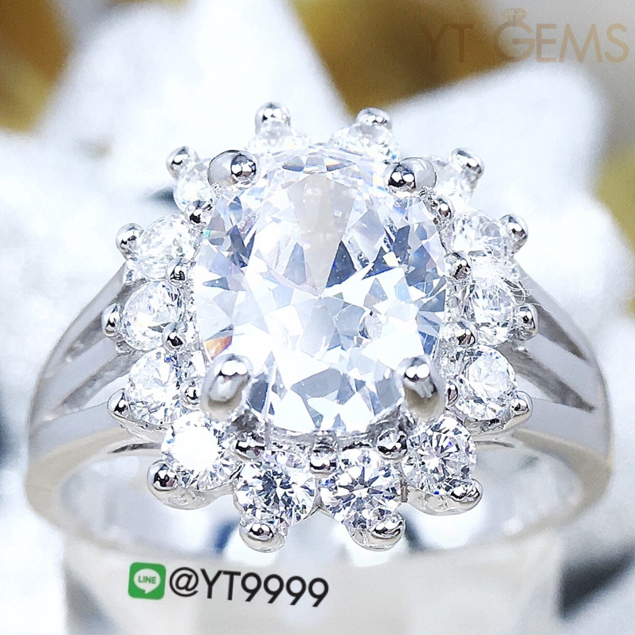 แหวนเพชร แหวนเงินแท้ ชุบทองคำขาว เพชร Swiss YTG-3132 YTGEMS