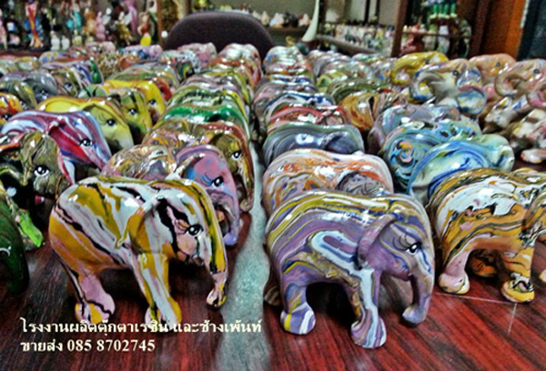 PT1568-ช้างเล็กเพ้นท์ลายสี (สั่งคละลายได้คะ)