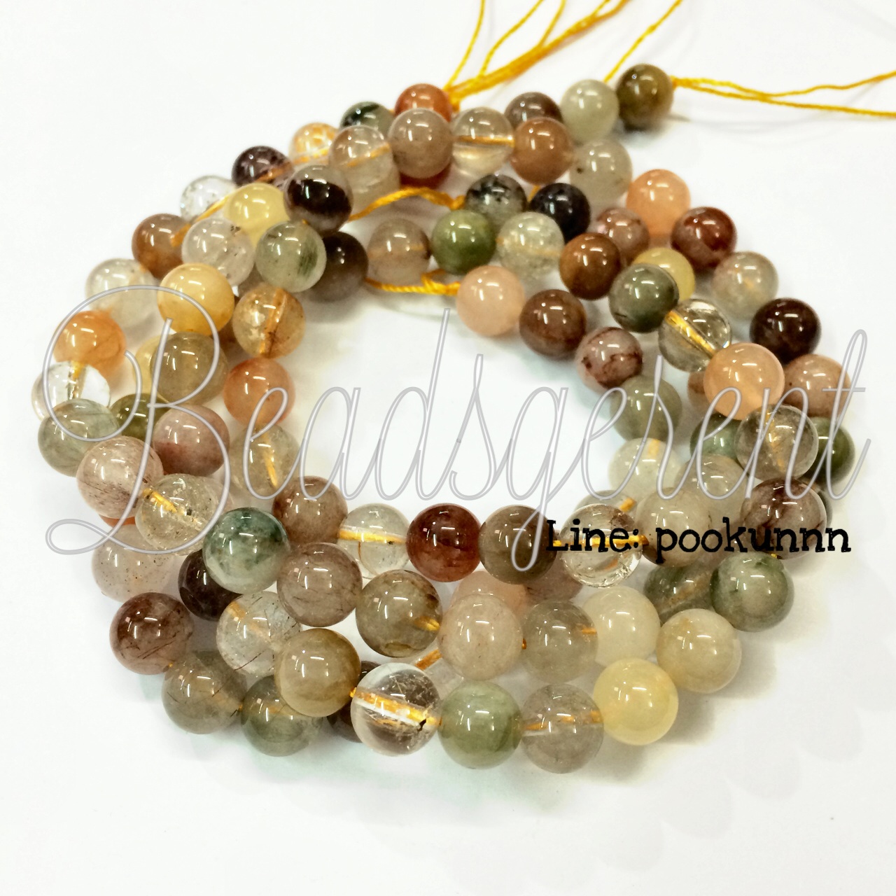 หิน ไหม5สี 8มม. (50 เม็ด) SKU-01468