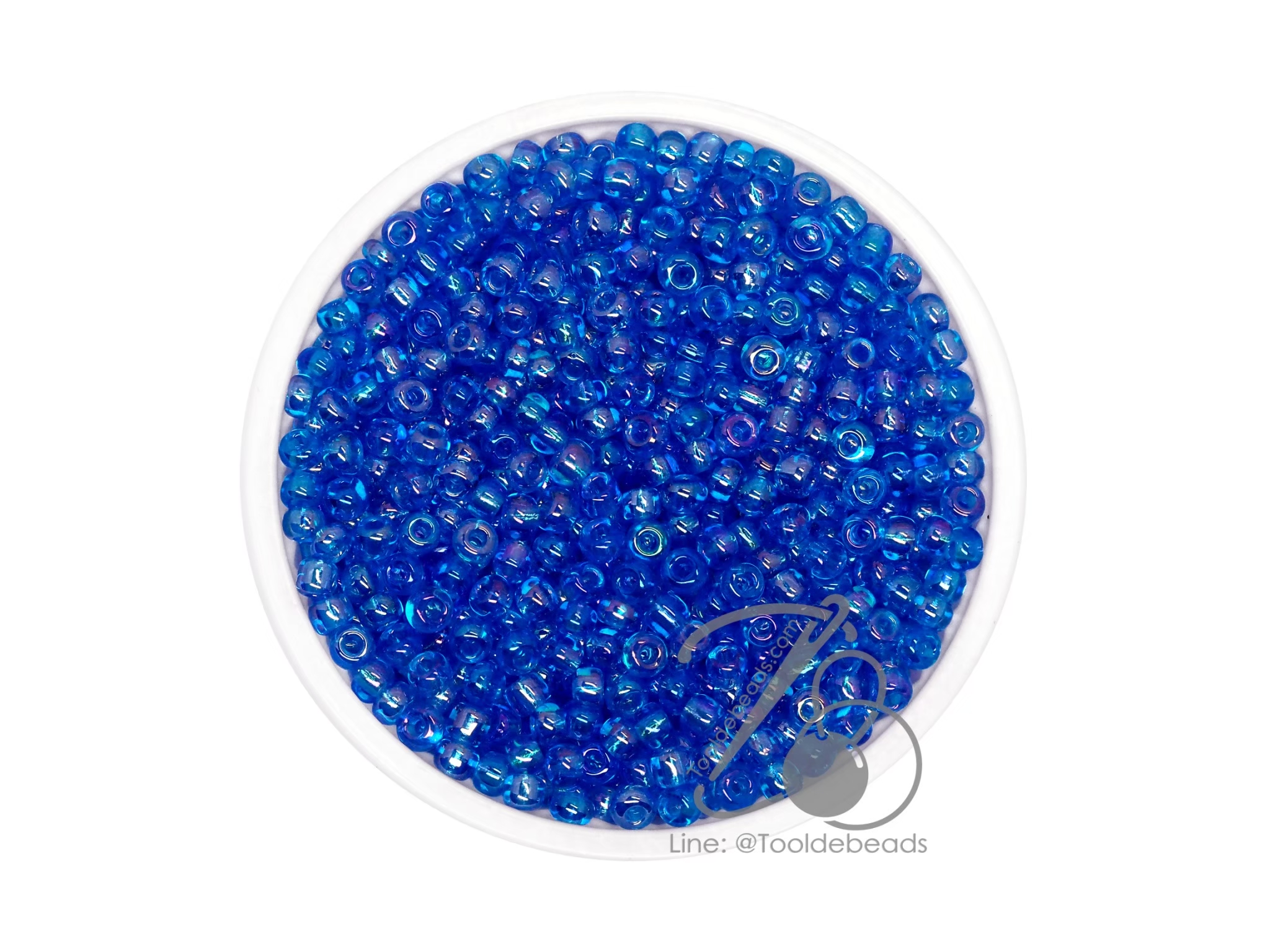 ลูกปัดเม็ดทราย 8/0 โทนรุ้ง สีฟ้าเข้ม (450 กรัม) SKU-04021