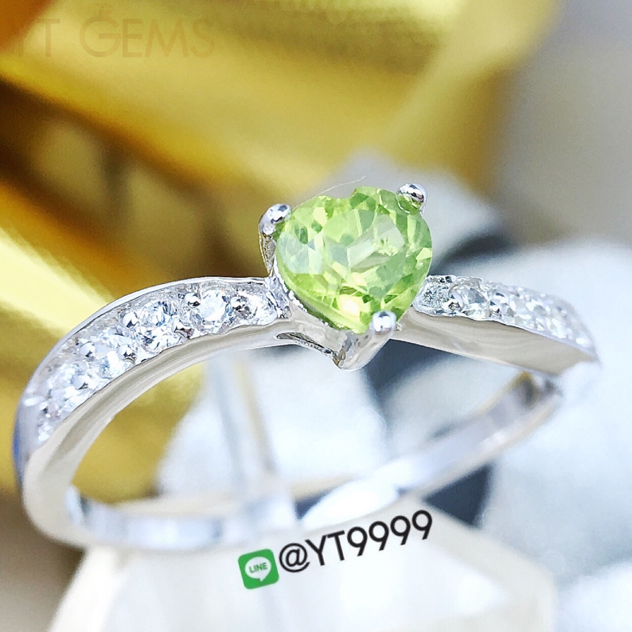 แหวนเพอริดอท แหวนเงินแท้92.5% ชุบทองคำขาว พลอยเพอริดอทแท้ YTG-3194 YTGEMS