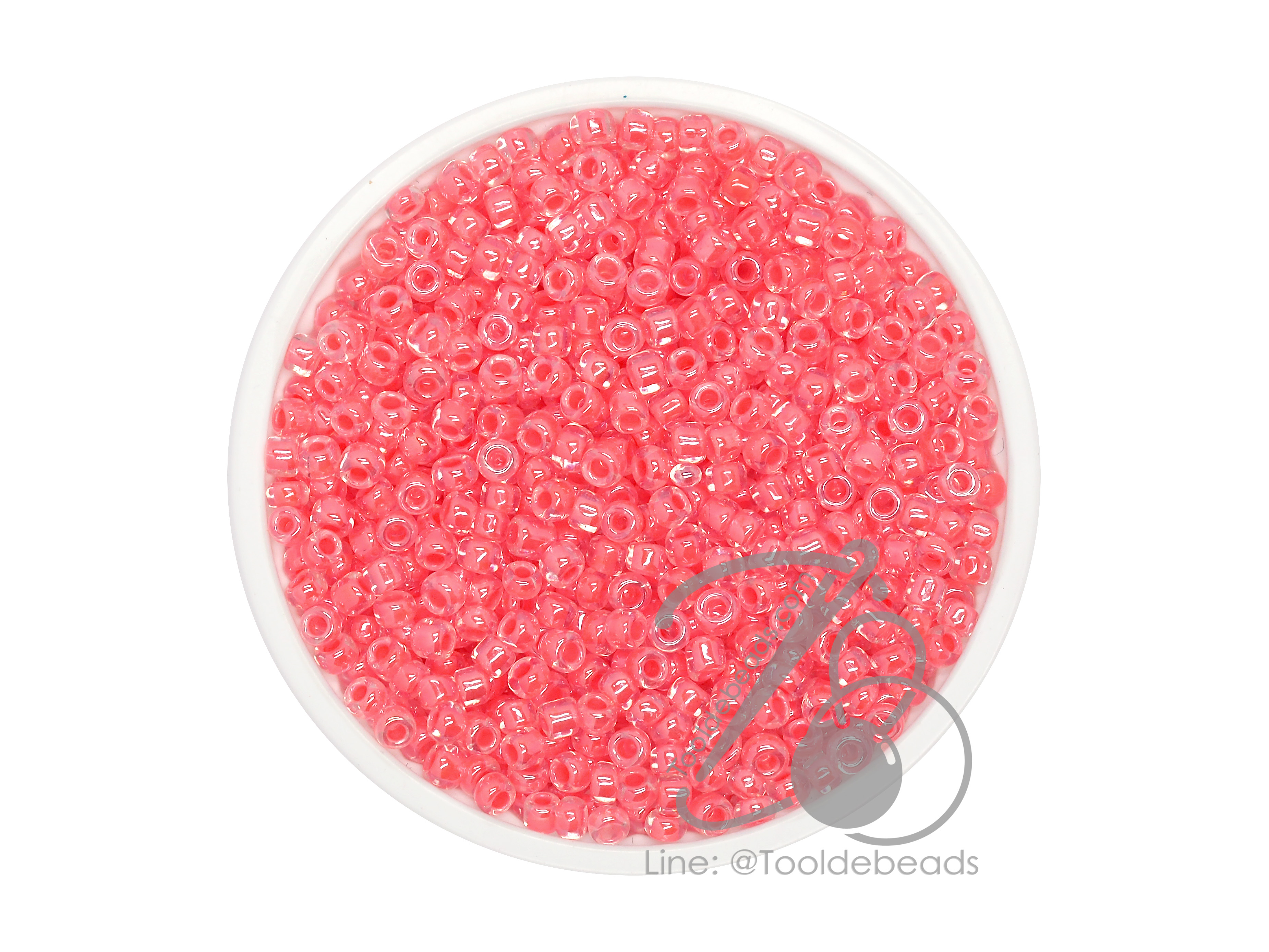 ลูกปัดเม็ดทราย 8/0 สอดไส้ สีโอรสเข้ม (100 กรัม) SKU-08779