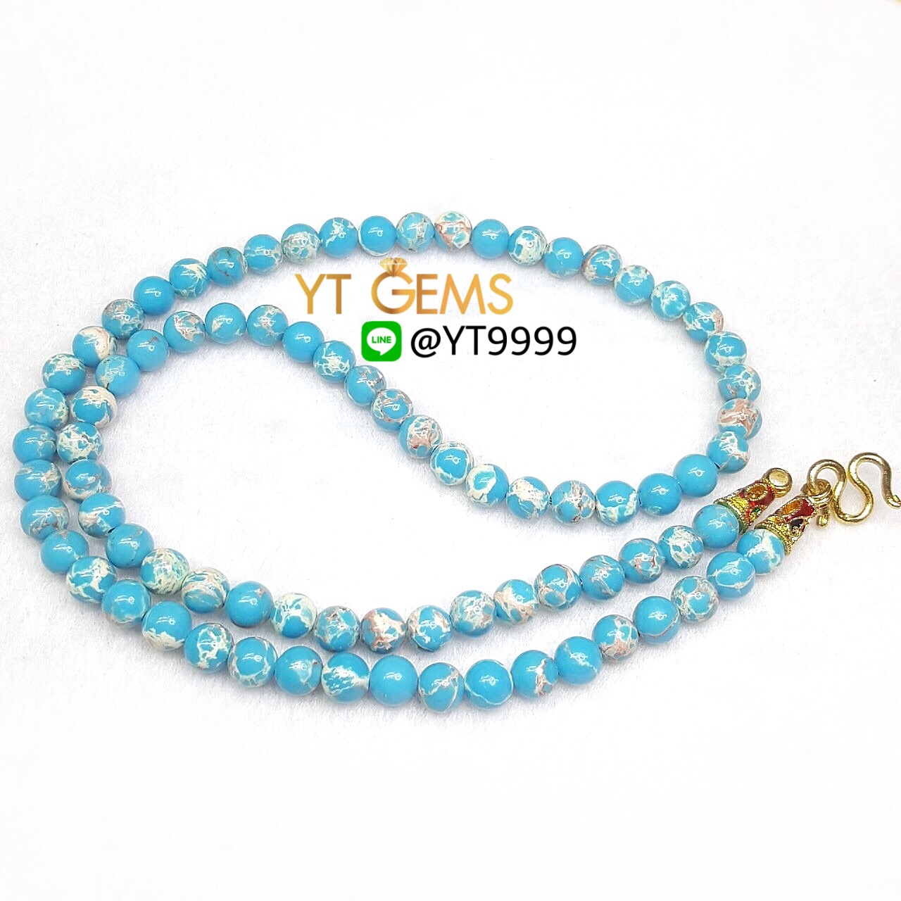 สร้อยคอหินมงคล วาริสไซต์แท้ ยาว 52 เซนติเมตร ขนาด 6 มิลลิเมตร YTG-7169 YTGEMS