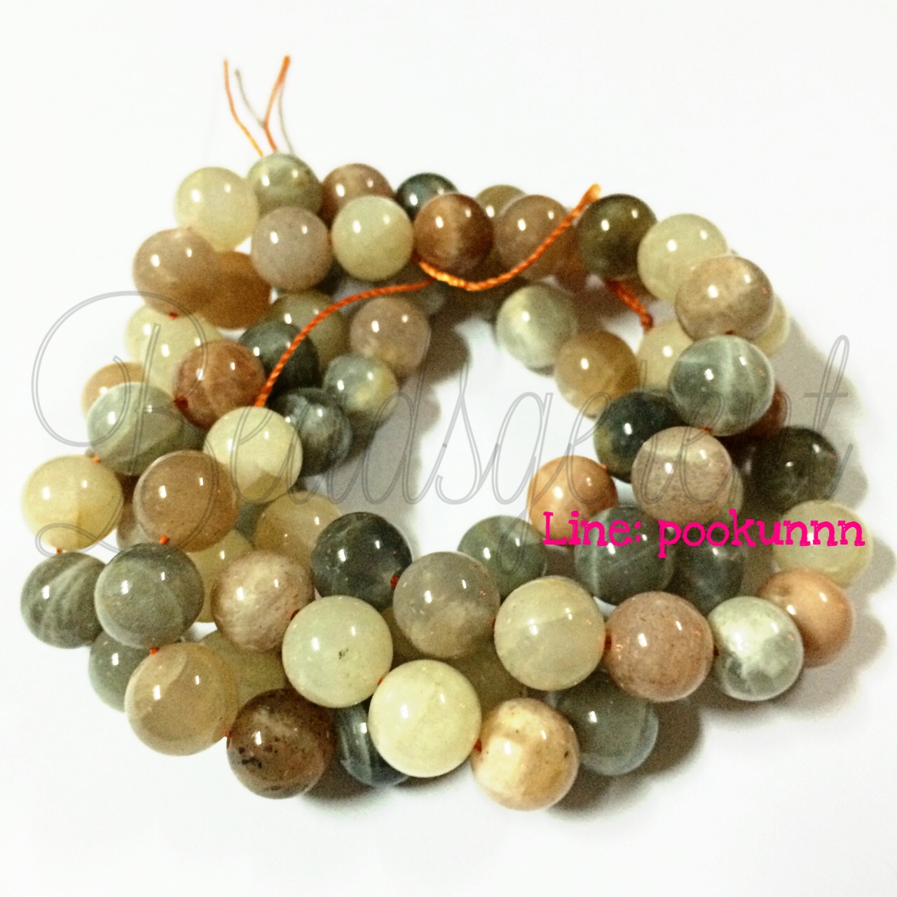หิน Moonstone 3สี 10มิล (38 เม็ด) SKU-01243