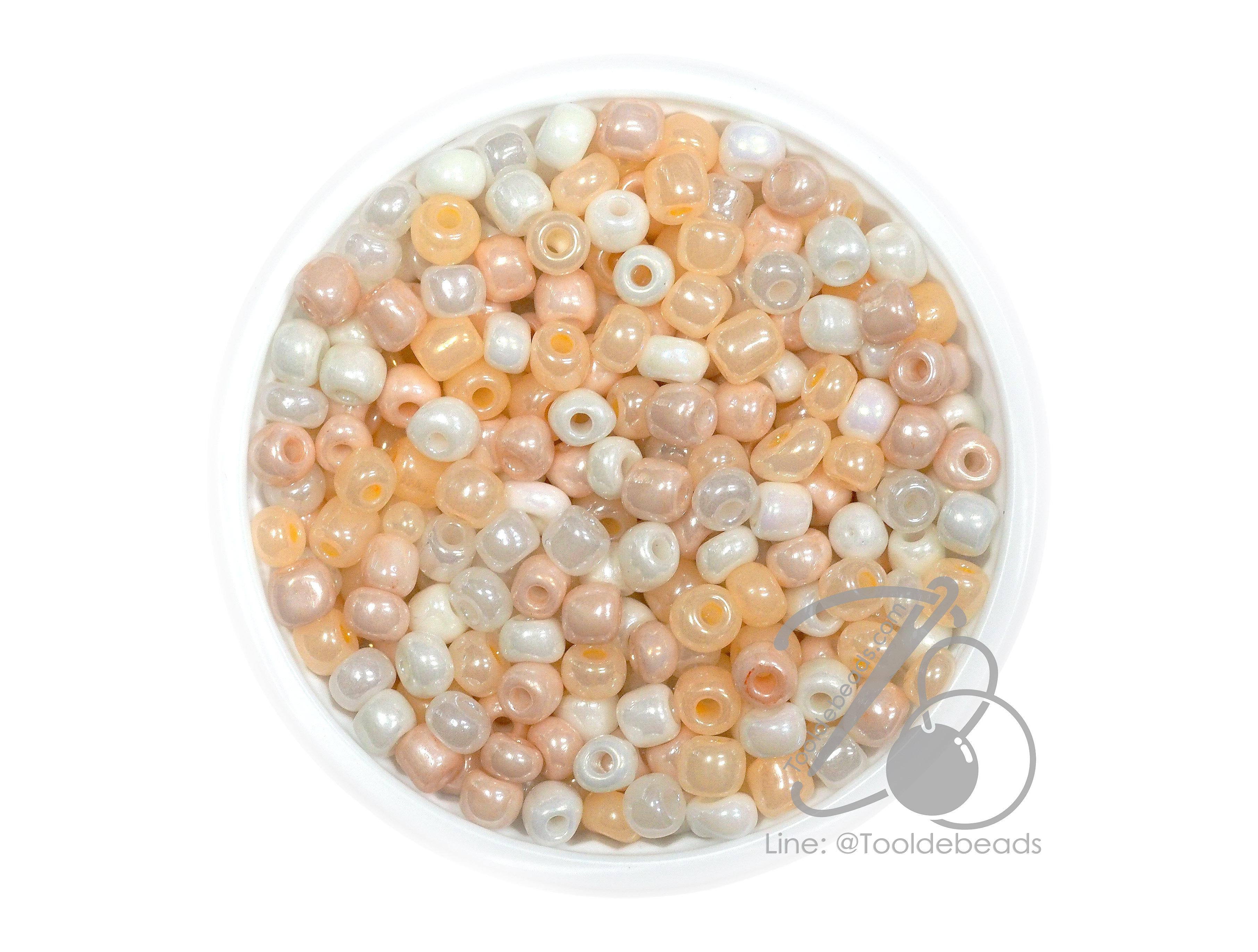 OK Brand ลูกปัดเม็ดทราย 6/0 โทนมุก สีส้มแคนดี้ (100 กรัม) SKU-14726