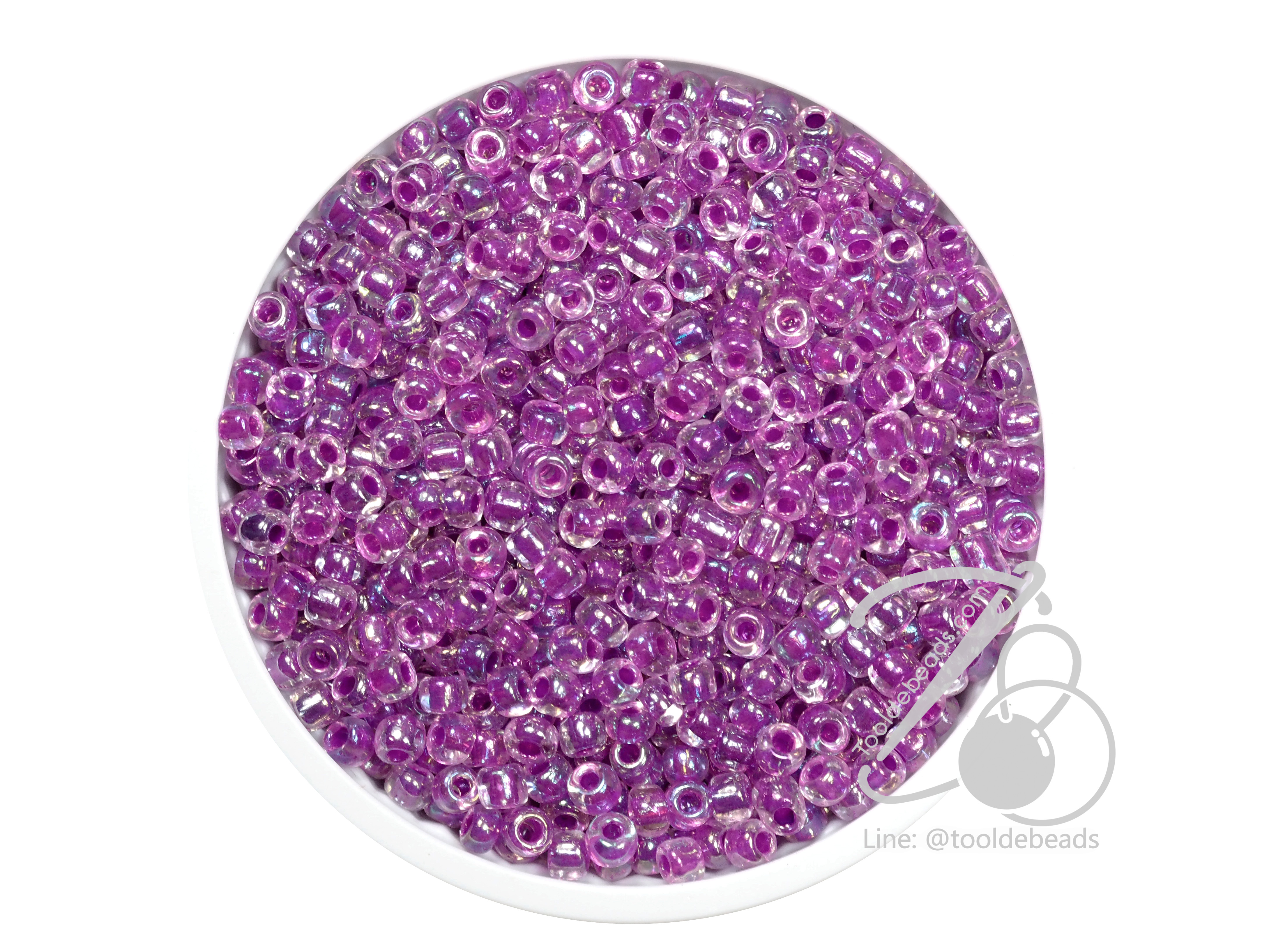 ลูกปัดเม็ดทราย 8/0 สอดไส้ สีม่วง (100 กรัม) SKU-03927