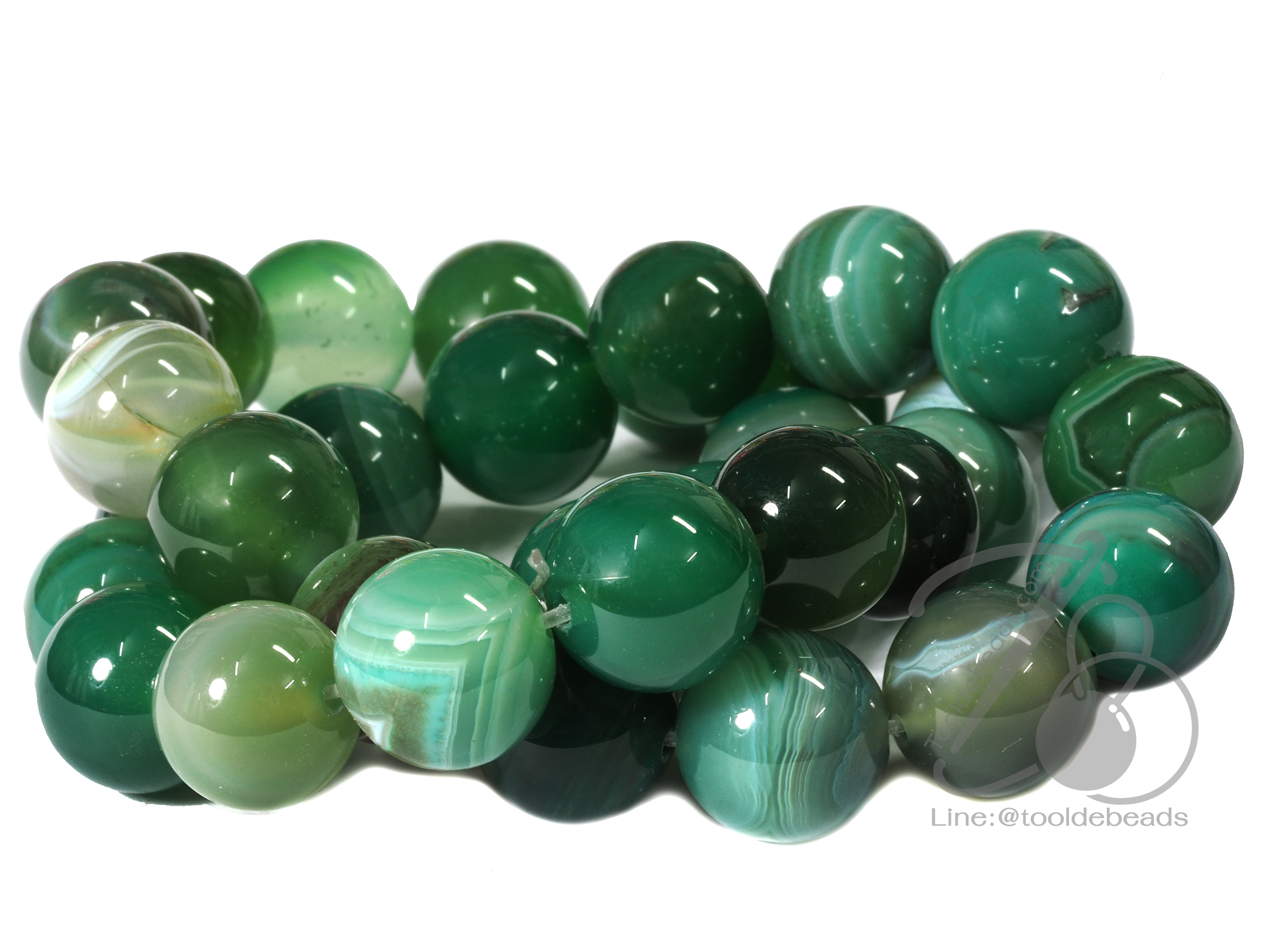 หิน green agate 12มม. (32 เม็ด) SKU-01042