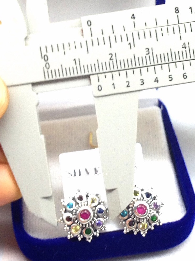 ต่างหูเงินแท้92.5% ลงดำ พลอยหลากสี(cz) YTG-3757 YTGEMS