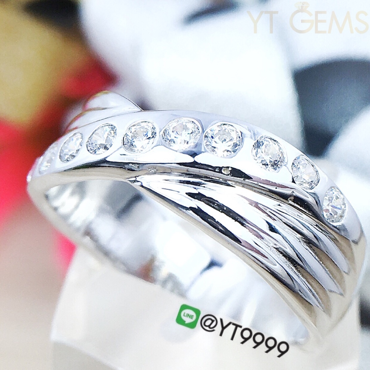 แหวนเพชร แหวนเงินแท้ ชุบทองคำขาว เพชร Swiss YTG-3302 YTGEMS