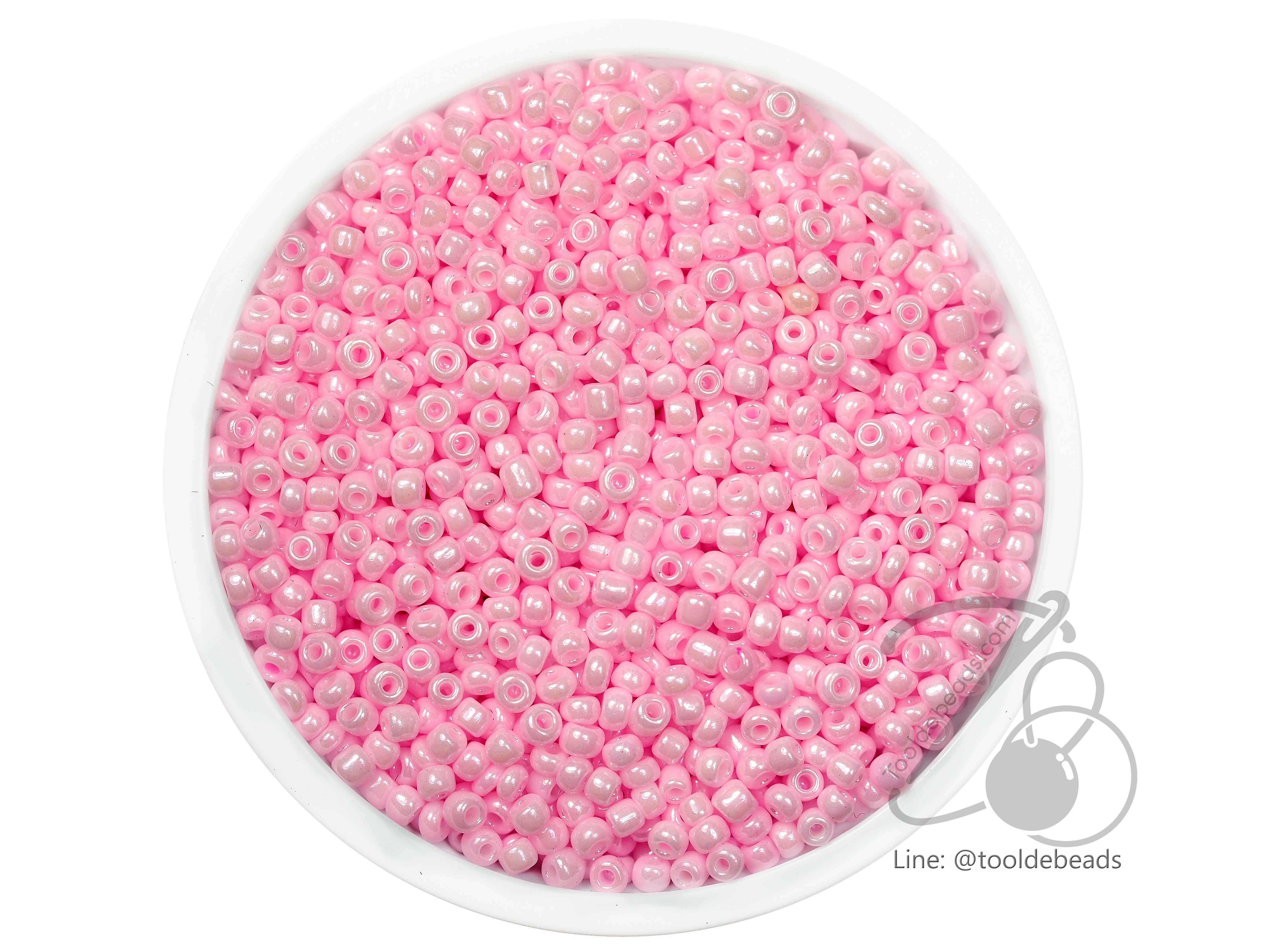 ลูกปัดเม็ดทราย 12/0 โทนมุกด้าน สีชมพู (15 กรัม) SKU-04116