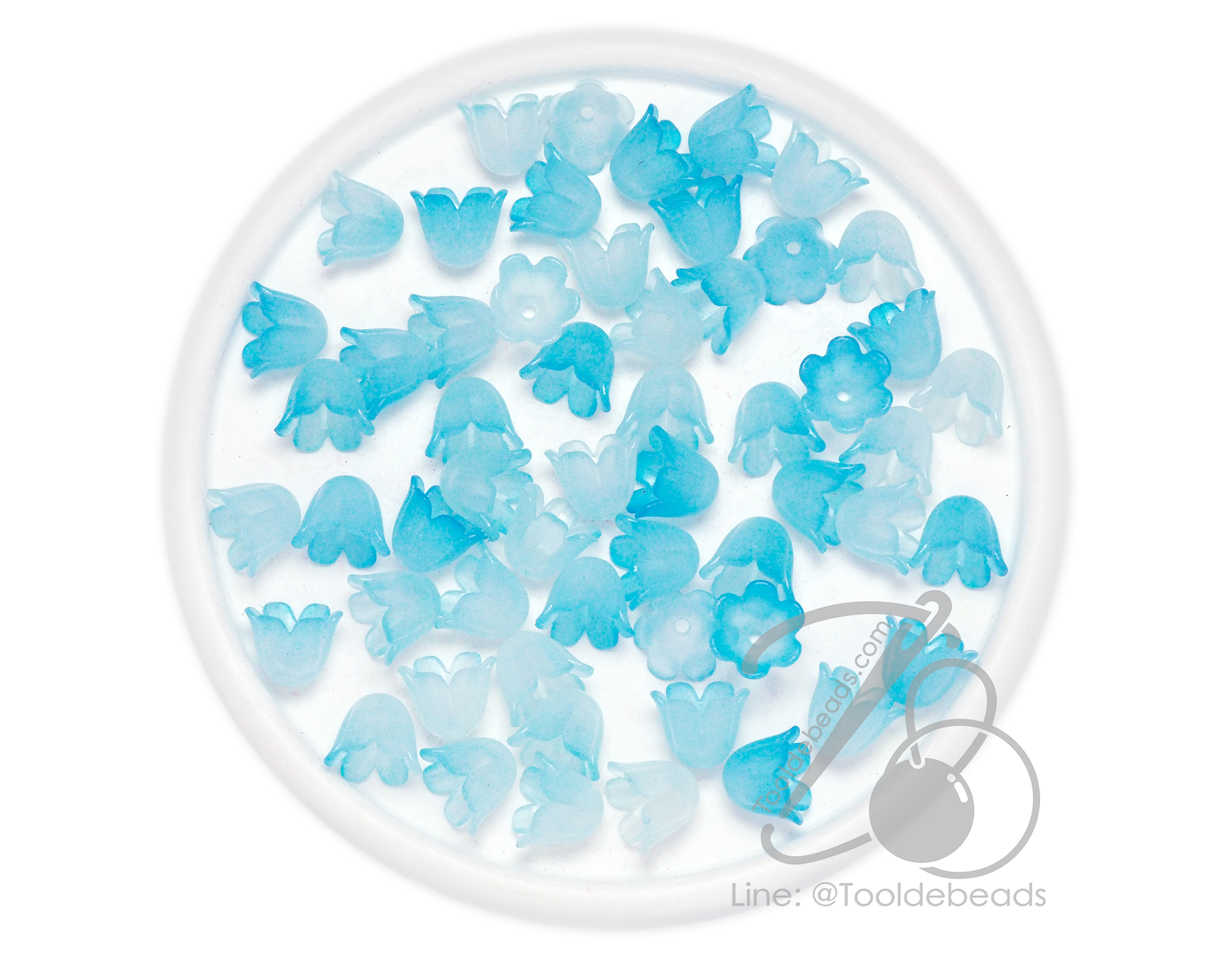 ลูกปัดอะคริลิค 8*10มม. ตัวครอบดอกไม้ สีหวาน (80 กรัม) SKU-13047