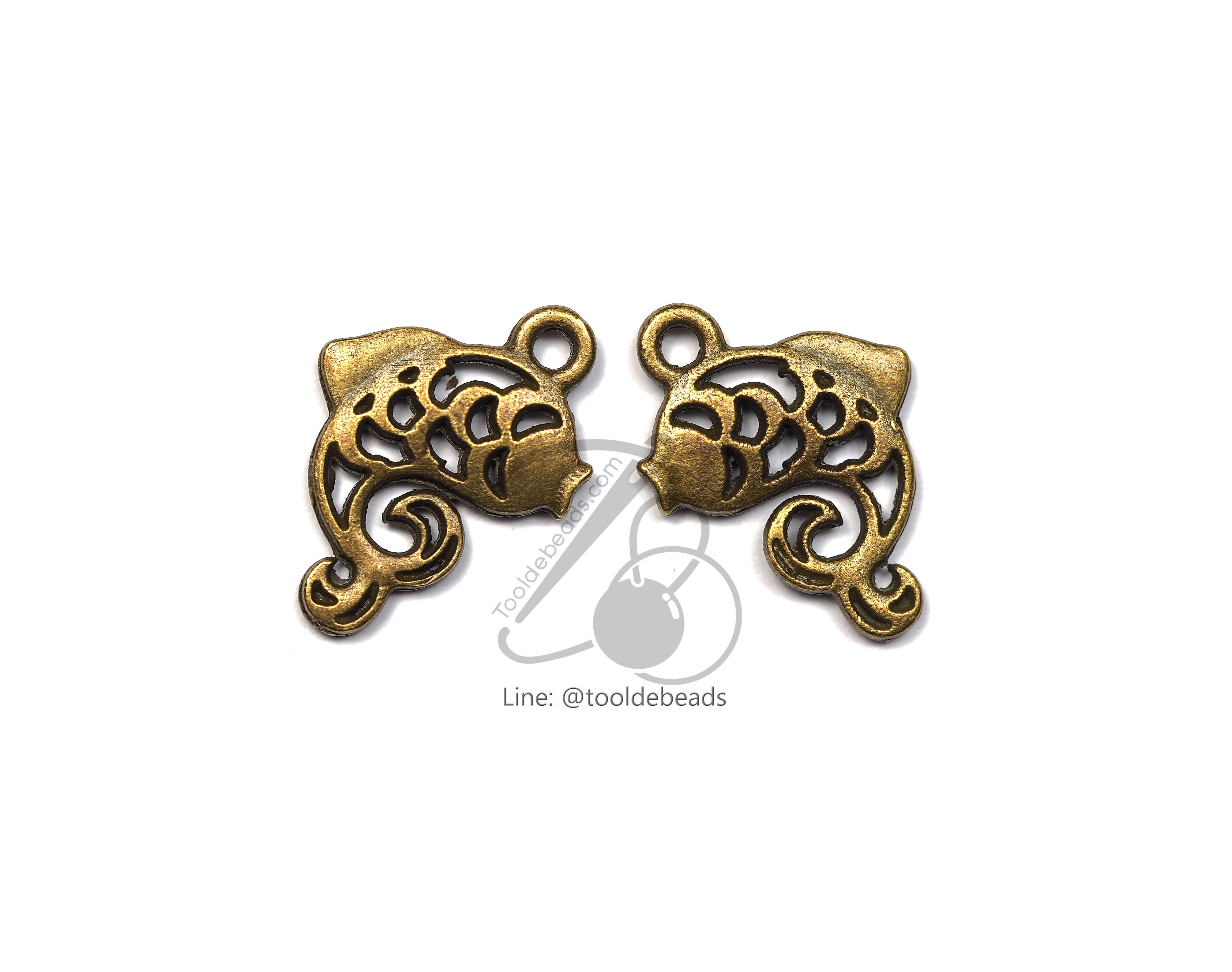 จี้เหล็ก 229 15*21มม. ลายปลา สีสนิม (1 ชิ้น) SKU-00636
