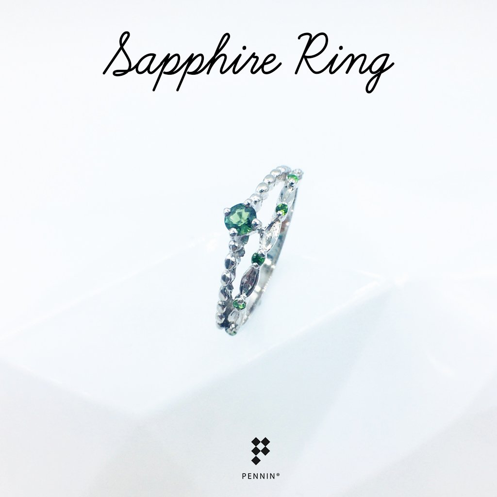 Little Miss Ring : แหวนเขียวส่องหรือมรกตจันท์ ดีไซน์มินิมอลน่ารัก พลอยแท้จันทบุรี เงินแท้ชุบทองขาว