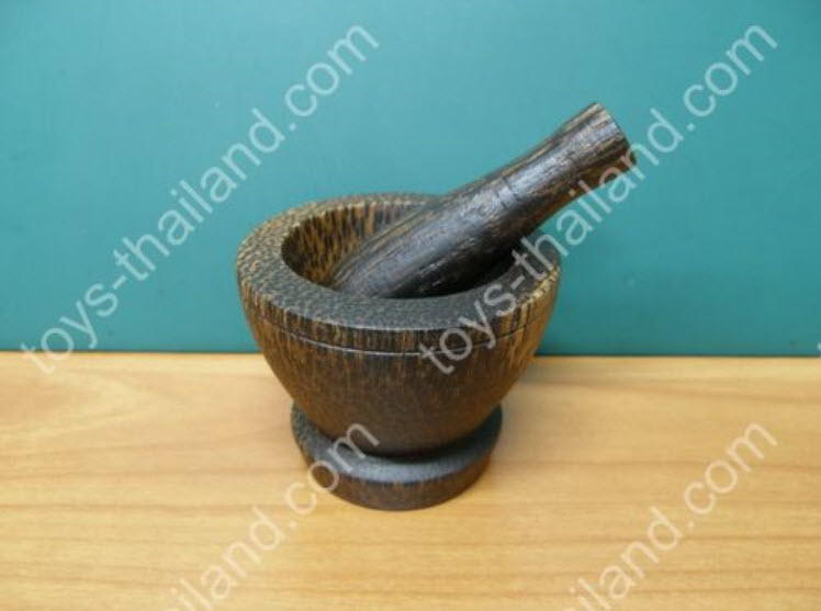 ครกไม้ตาล ขนาด 2.5 นิ้ว พร้อมสาก