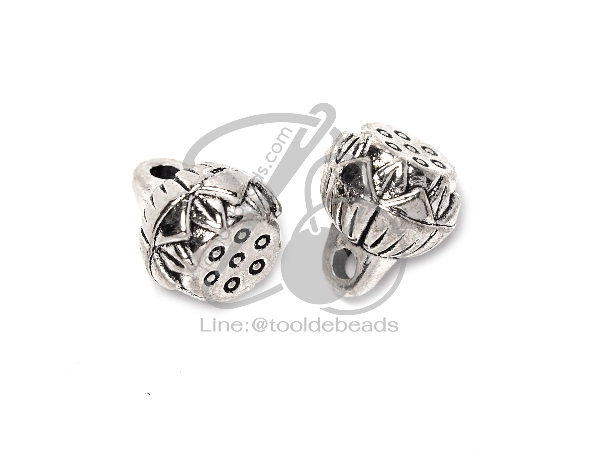 ลูกปัดโรเดียม 92 8*9มม. ลายดอกบัว (1 ชิ้น) SKU-03569