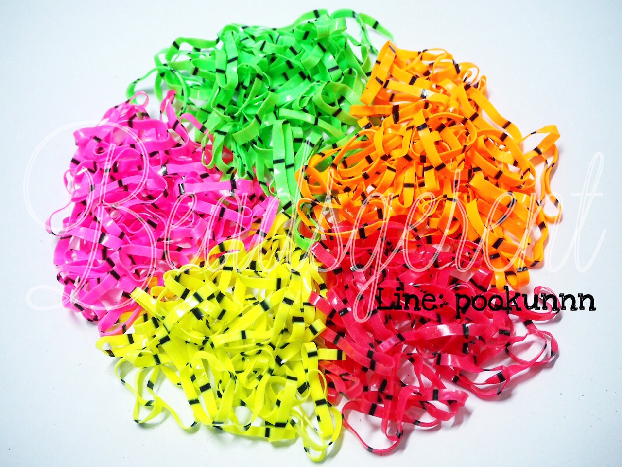 หนังยางรัดผม 3.5มม. สีผสม 18 เส้นใหญ่ (1 กิโลกรัม) SKU-05355