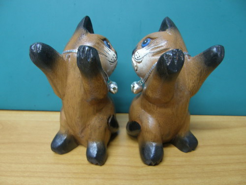 แมวไม้สัก ขนาด 3.75 นิ้ว (แพ็คคู่)