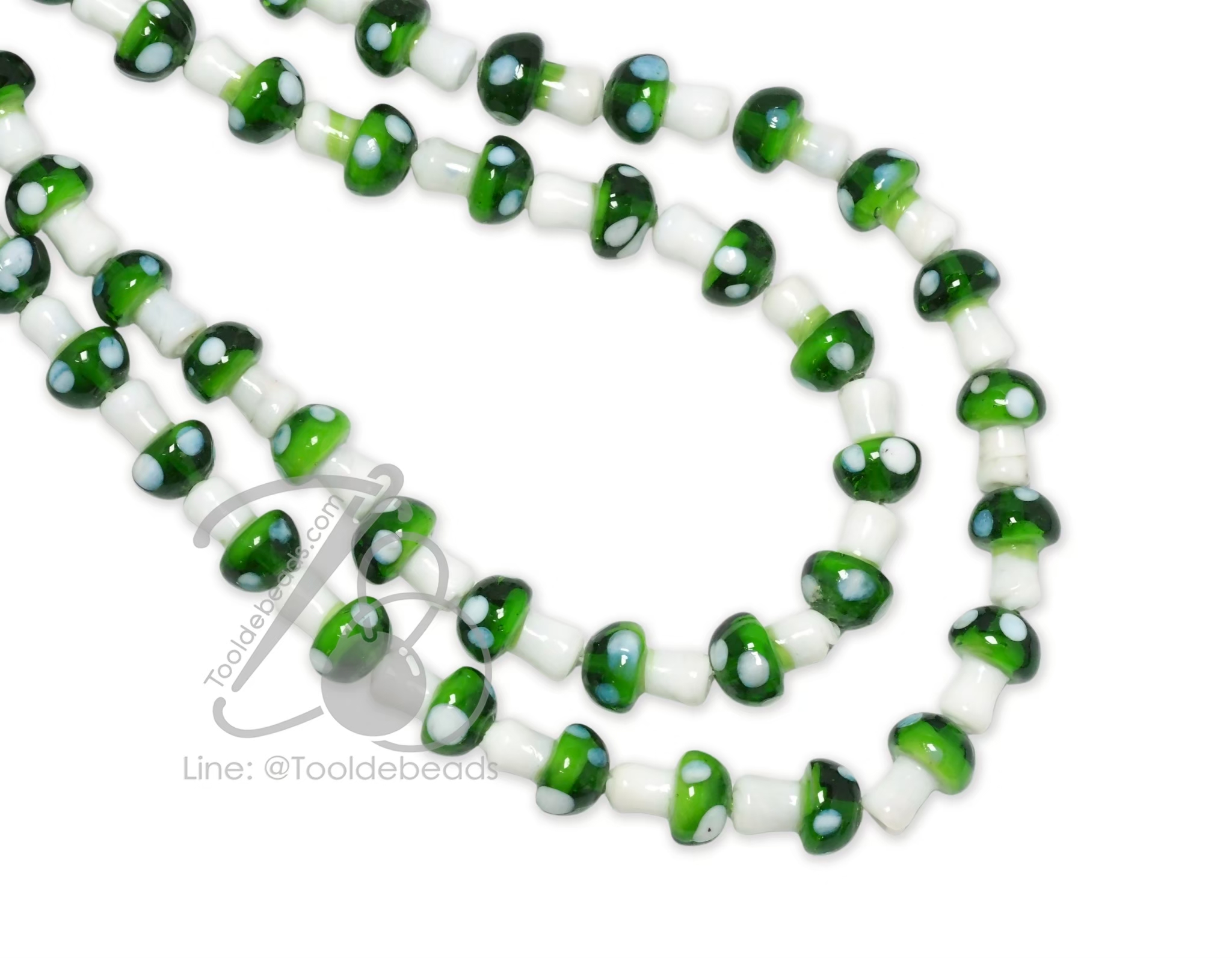 ลูกปัดแก้ว 10*13มม. ทรงเห็ด (23 เม็ด) SKU-18491