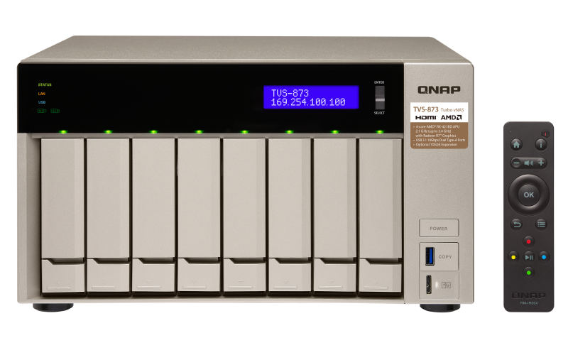 TVS-873-64G High-performance 10GbE-enabled business NAS with powerful quad-core AMD R-Series APU