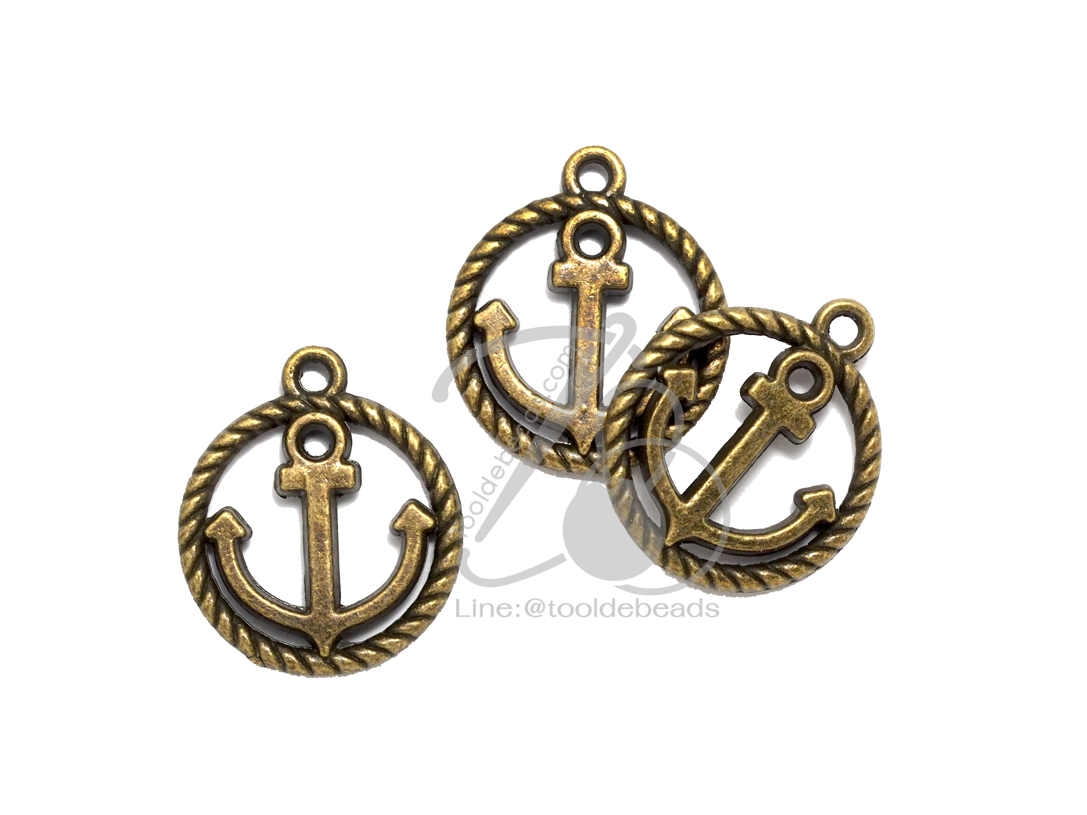 จี้เหล็ก 04 15มม. ลายสมอพันเชือก สีสนิม (1 ชิ้น) SKU-00358