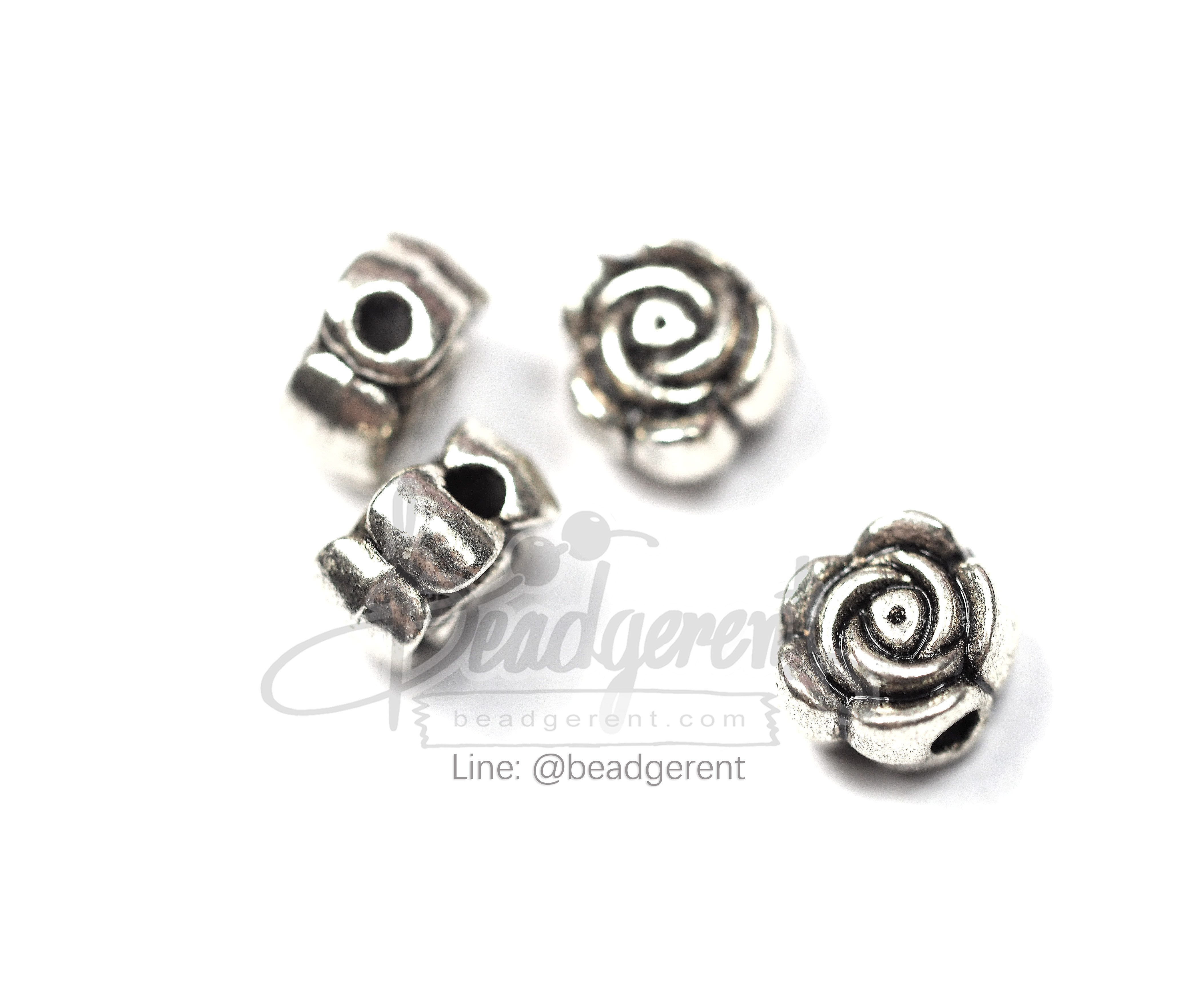 ลูกปัดโรเดียม 118 6มม. ลายดอกไม้ (1 ชิ้น) SKU-03289