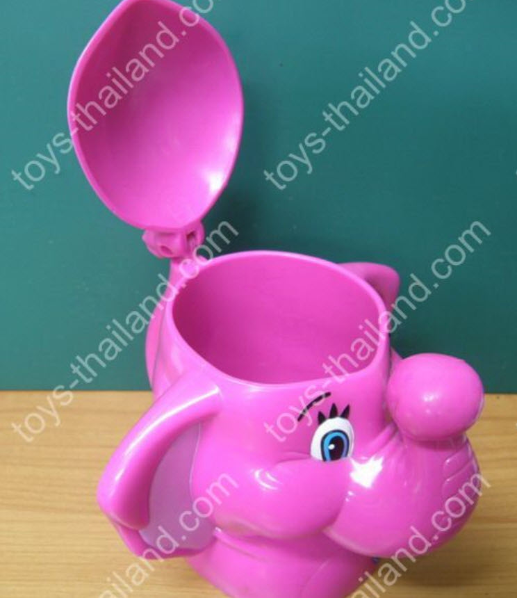 แก้วน้ำทรงหัวช้างสีชมพูพร้อมฝาปิด