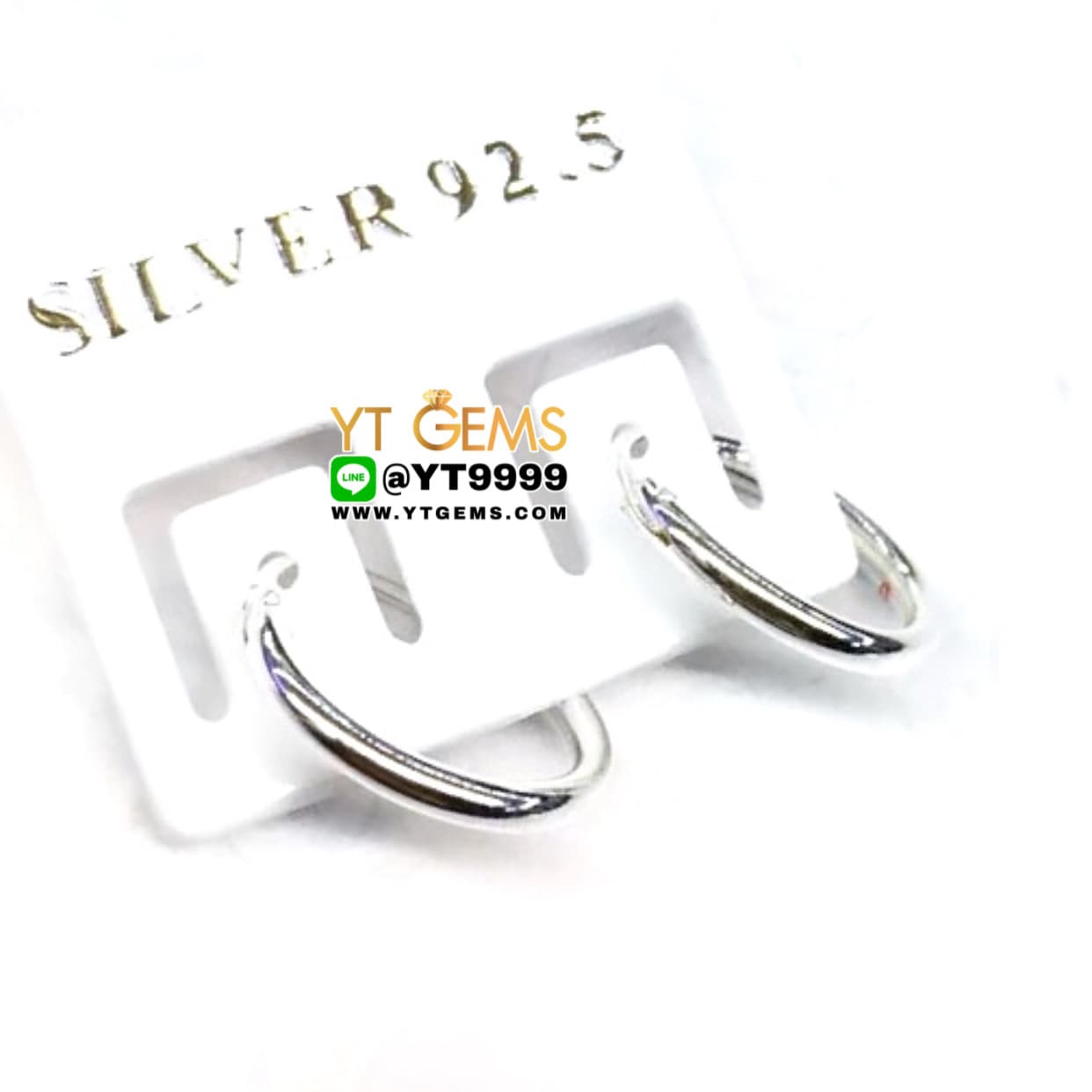 ต่างหูเงินแท้ 92.5% ต่างหูห่วง ขนาดกลม 1.2 ซม. YTG-10369 YTGEMS