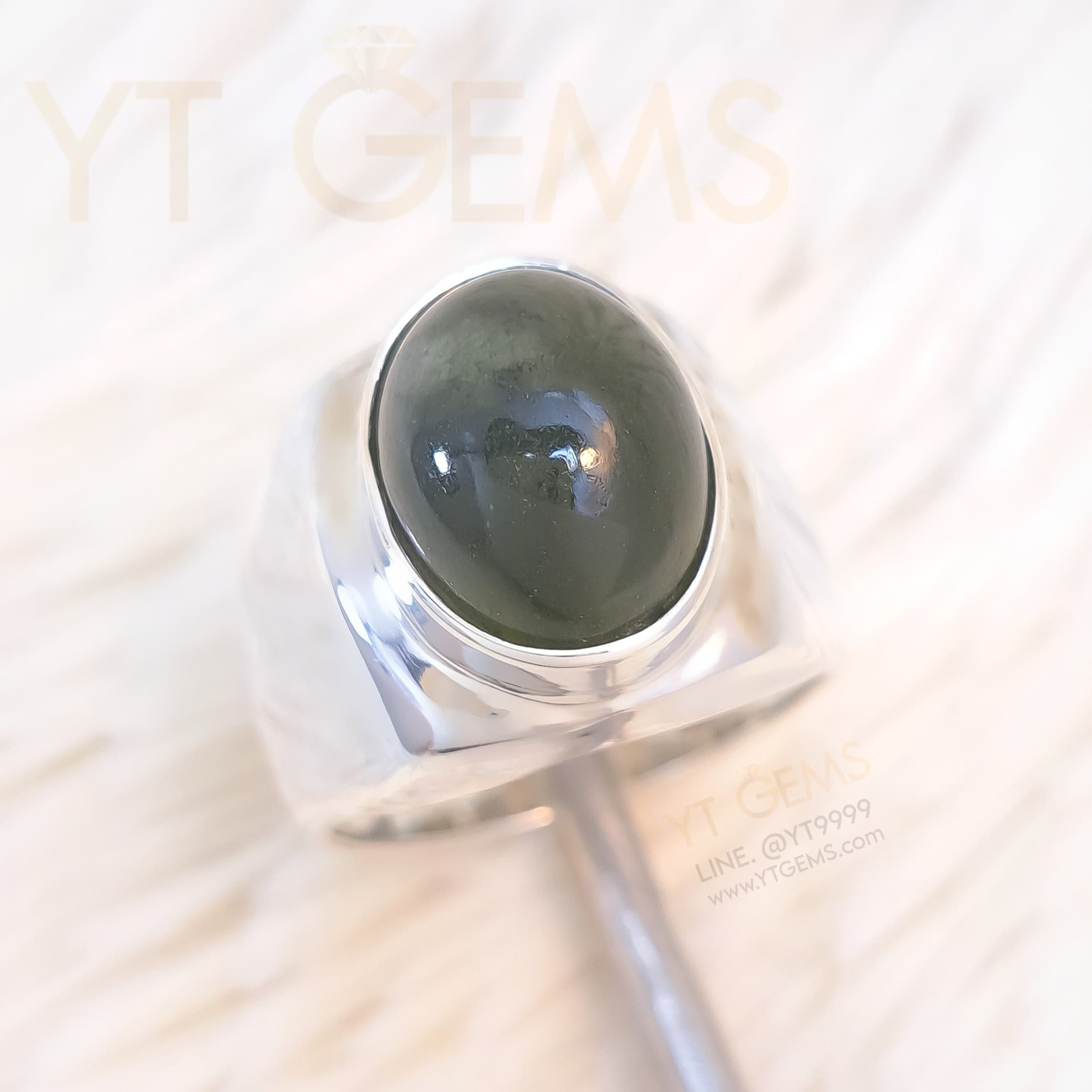 [สำหรับ ราคาส่ง ขั้นต่ำ 5 ชิ้น] แหวน หยกแท้ เงินแท้ หยกพม่า Jadeite A YTG-11966-WH YTGEMS 5 ชิ้น