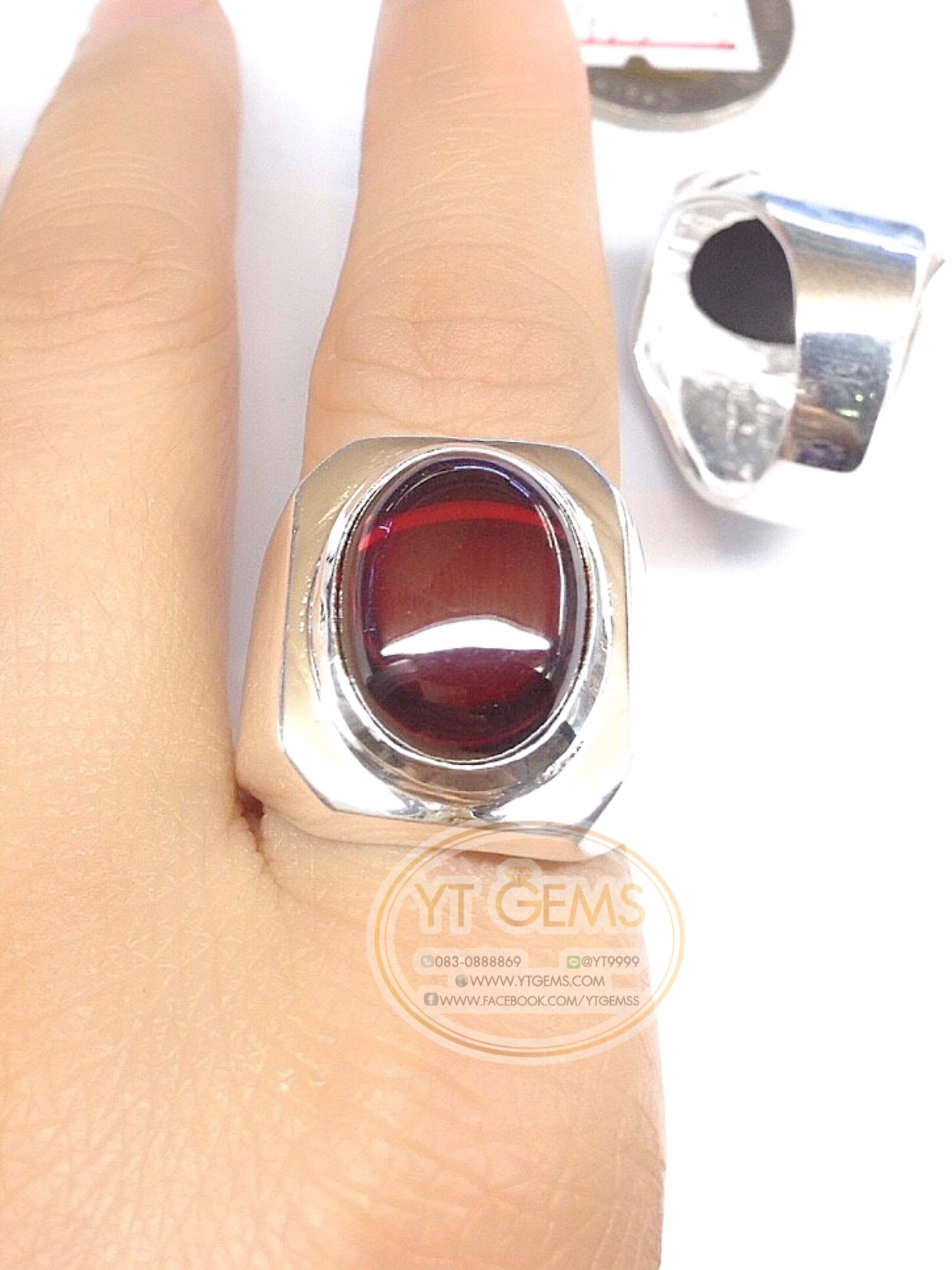 แหวนเงินแท้92.5% พลอยโกเมน(cz) YTG-5673 YTGEMS