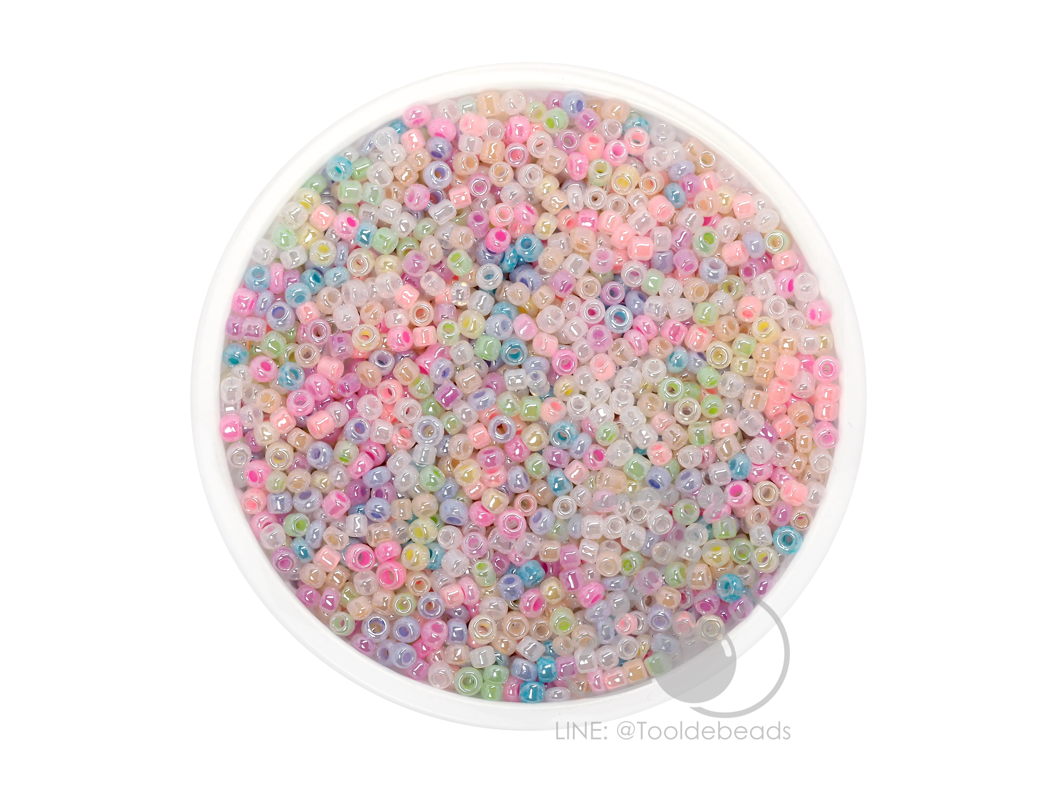 ลูกปัดเม็ดทราย 12/0 โทนมุก คละสี (450 กรัม) SKU-08284