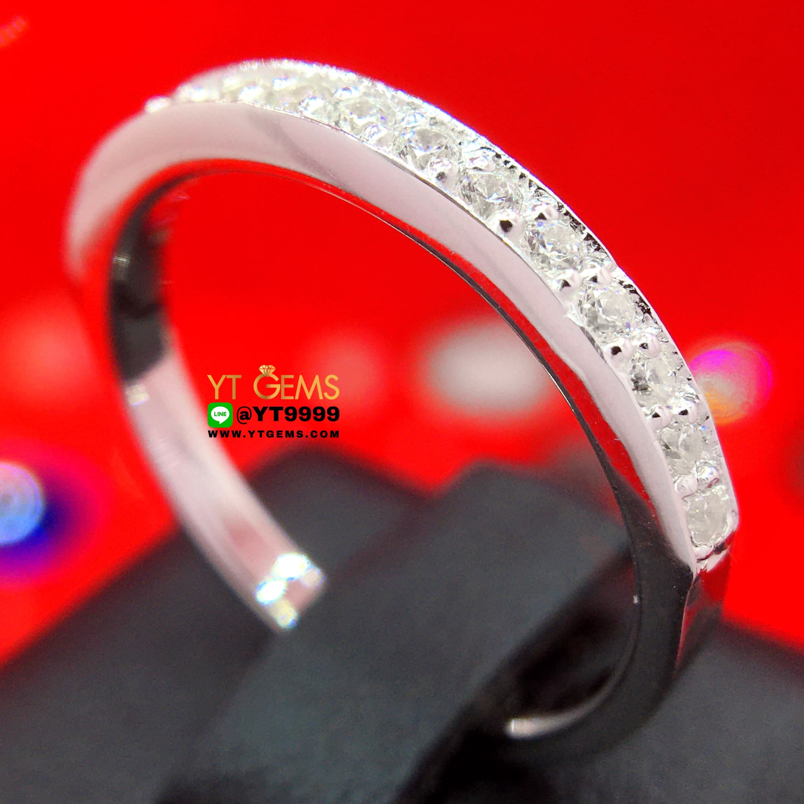 แหวนเพชร แหวนเงินแท้ ชุบทองคำขาว เพชร Swiss แหวนแถว YTG-10412 YTGEMS