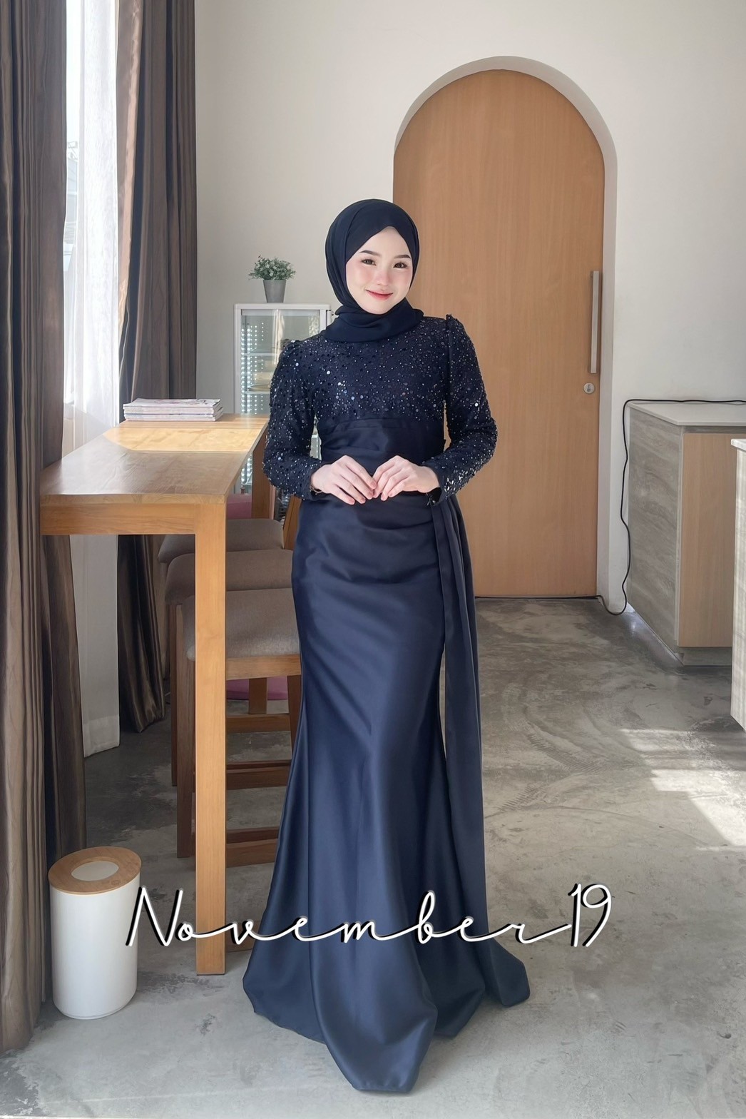 ชุดอิสลามหญิง ชุดเดรส รุ่นเฮเลนมุก เดรสใส่รายอ ชุดมุสลิมหญิงเดรสเพื่อนเจ้าสาว เดรสใส่ออกงาน เดรสยาว