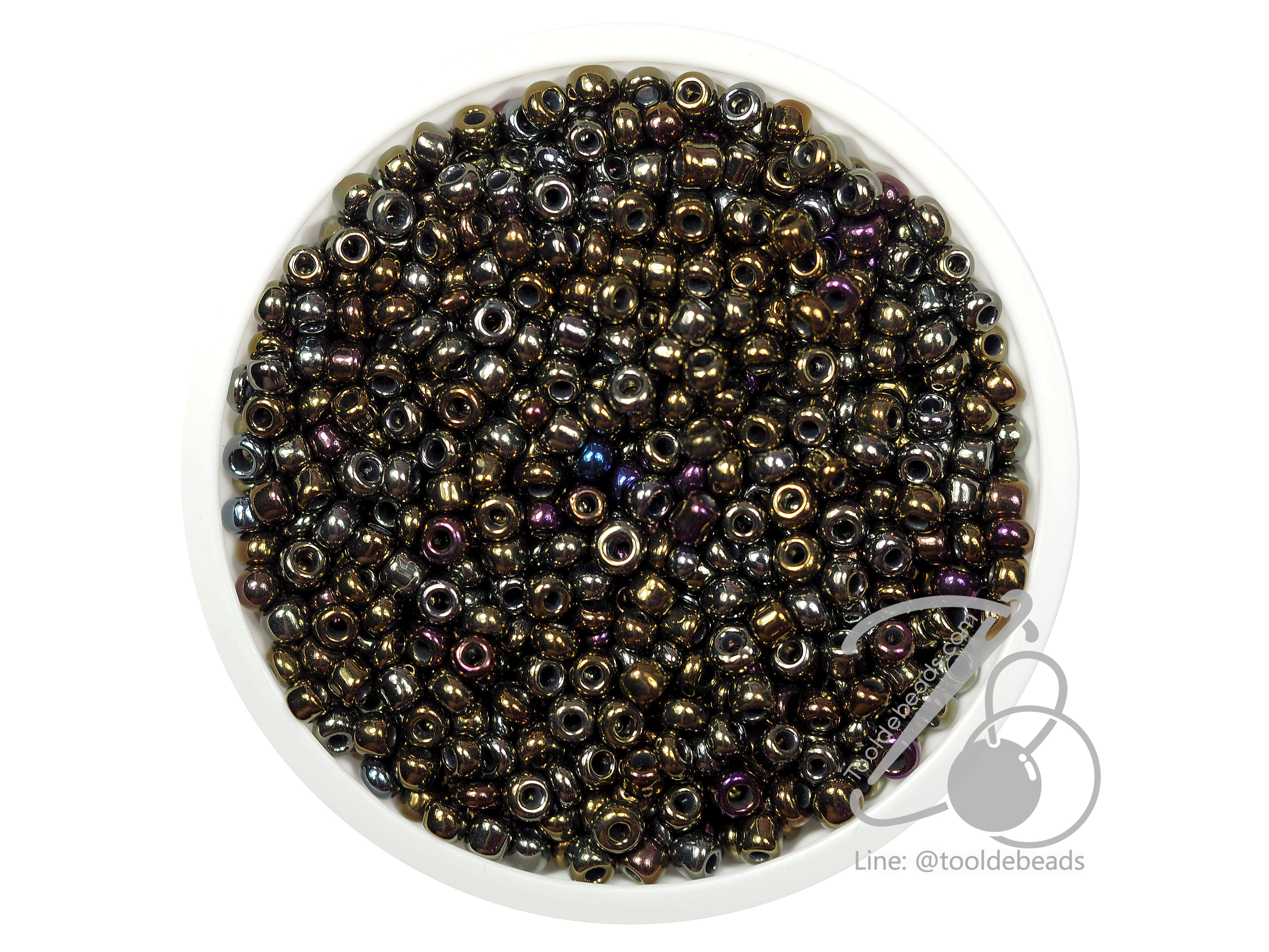 ลูกปัดเม็ดทราย 8/0 โทนมุก สีเมทาลิก (100 กรัม) SKU-03987
