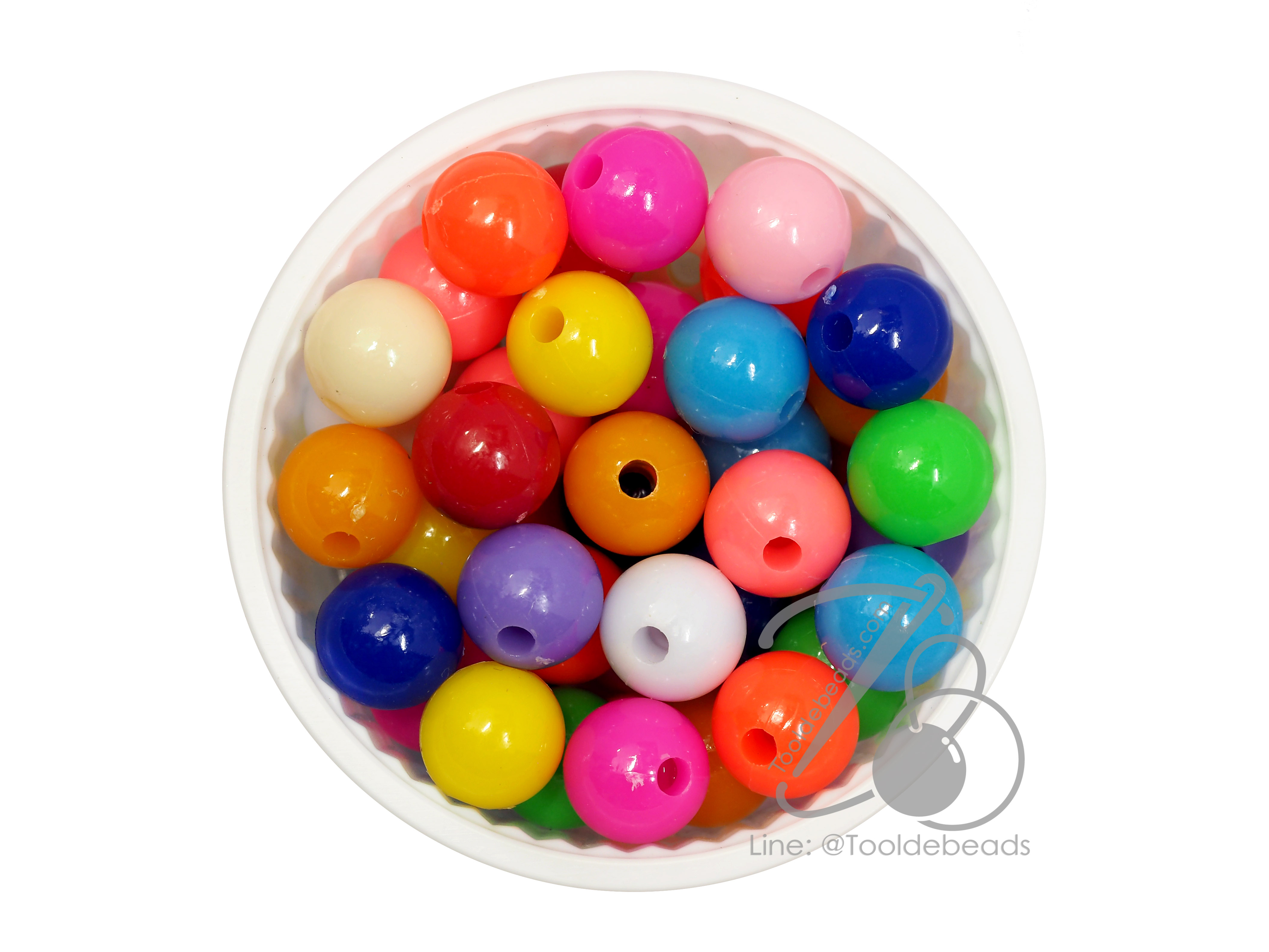 ลูกปัดกิโล ตราเสือ 10มม. สีสด (100 กรัม) SKU-05370