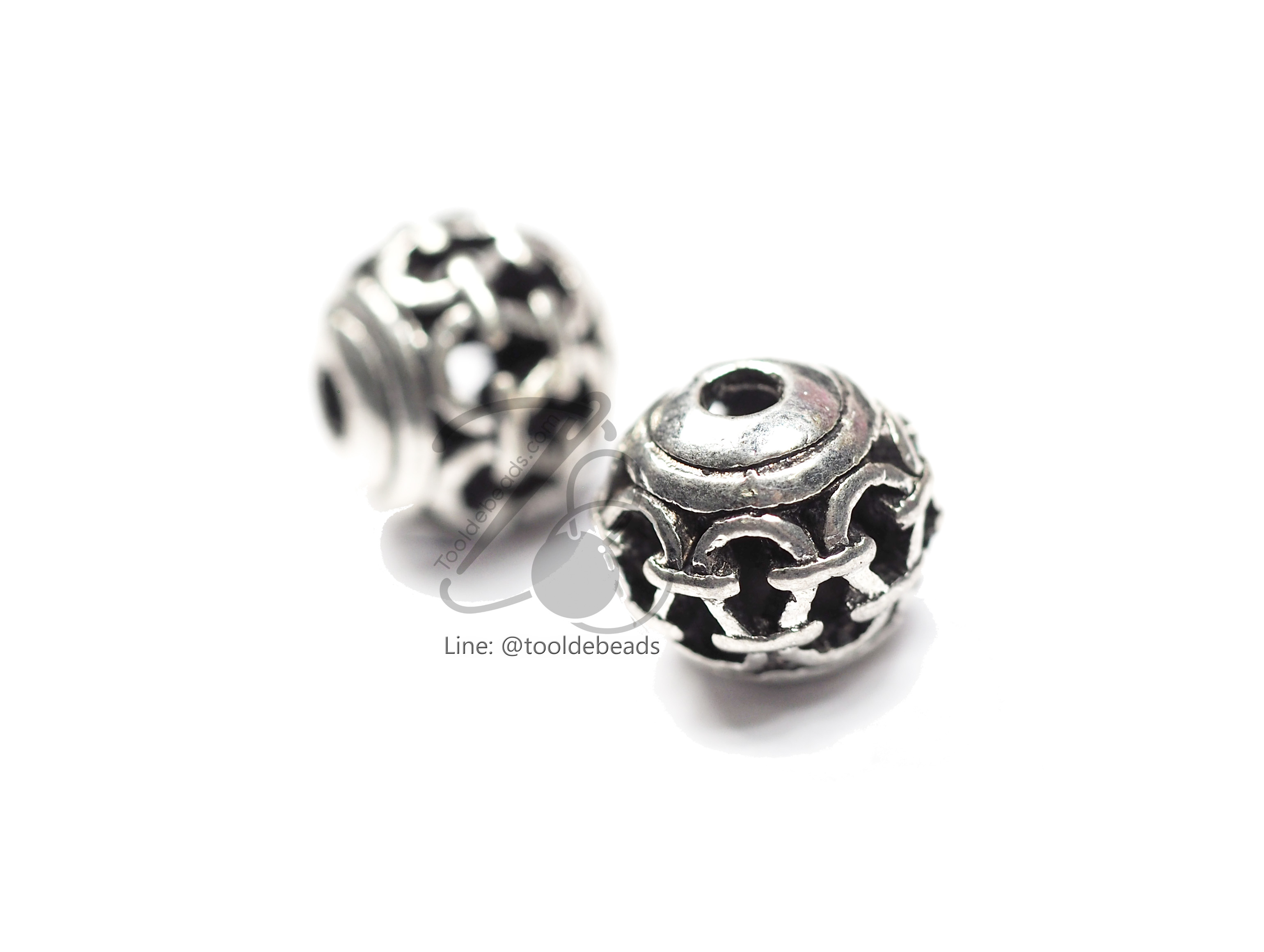 ลูกปัดโรเดียม 39 8มม. ลายกลมฉลุ (1 ชิ้น) SKU-03462